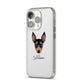 English Toy Terrier Personalised iPhone 14 Pro Clear Tough Case Silver Angled Image