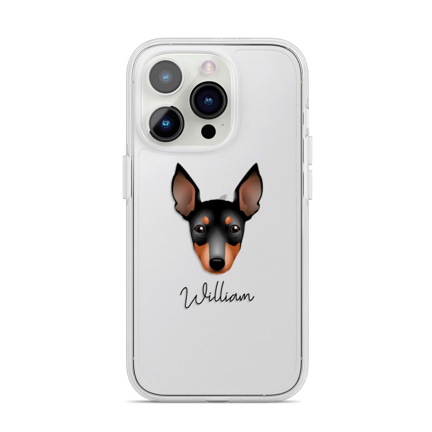 English Toy Terrier Personalised iPhone 14 Pro Clear Tough Case Silver