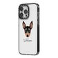 English Toy Terrier Personalised iPhone 14 Pro Max Black Impact Case Side Angle on Silver phone
