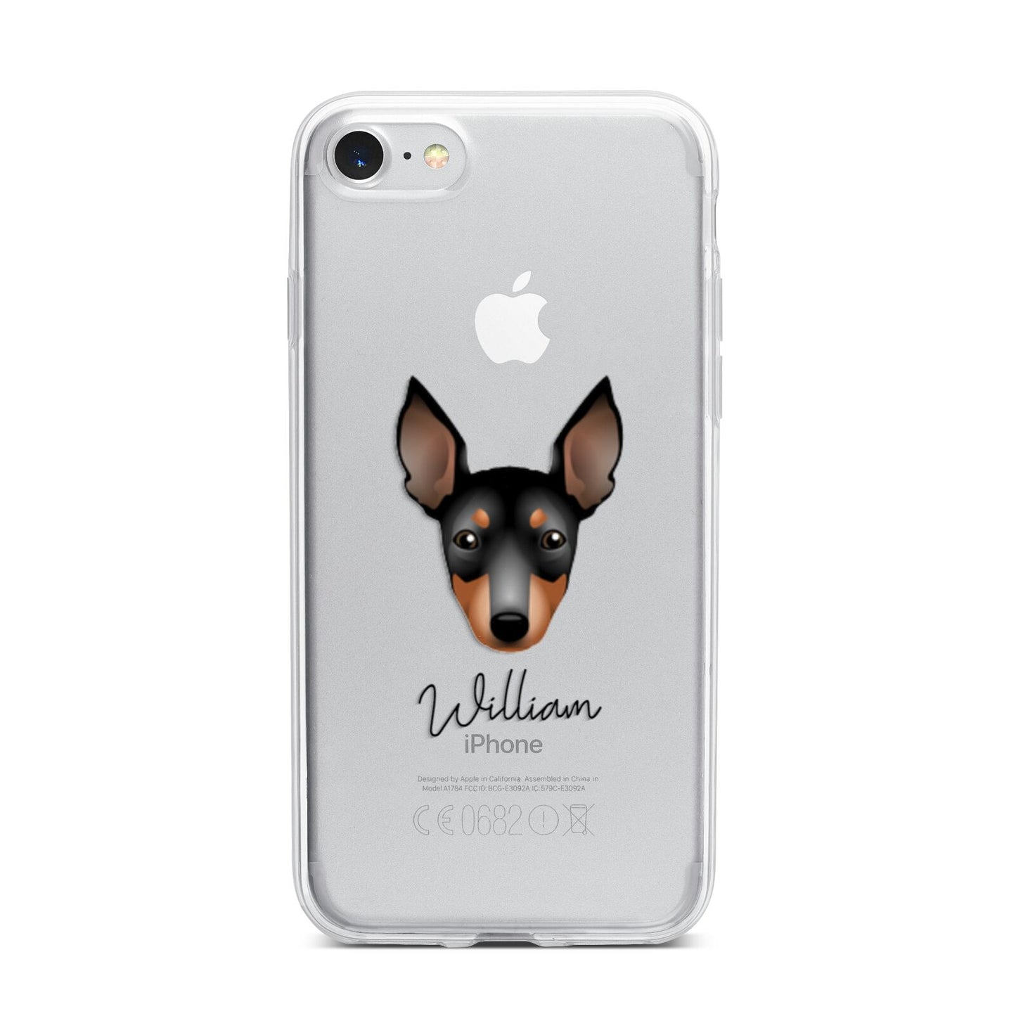 English Toy Terrier Personalised iPhone 7 Bumper Case on Silver iPhone