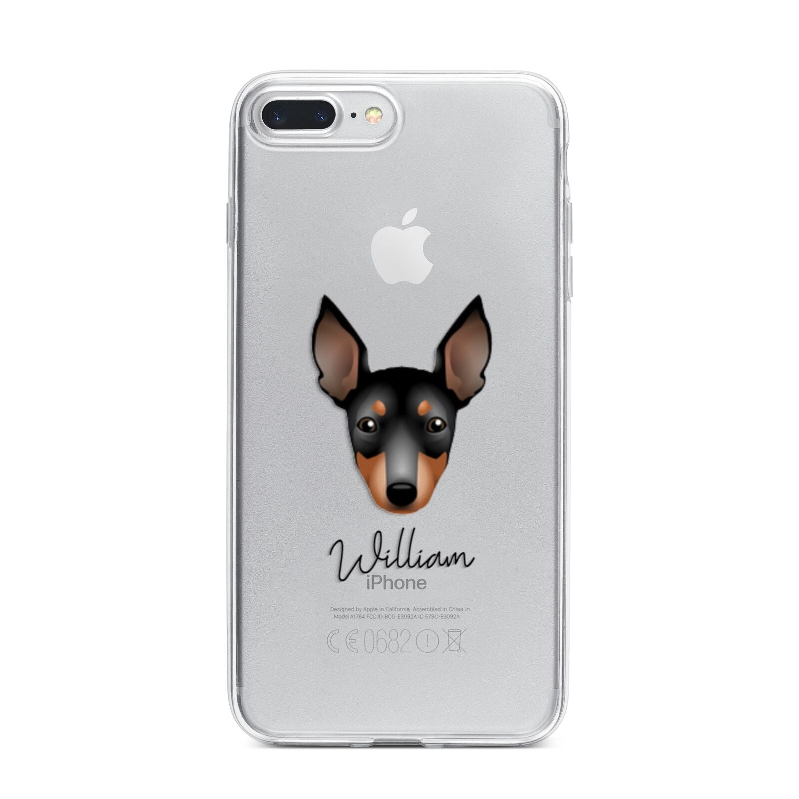 English Toy Terrier Personalised iPhone 7 Plus Bumper Case on Silver iPhone