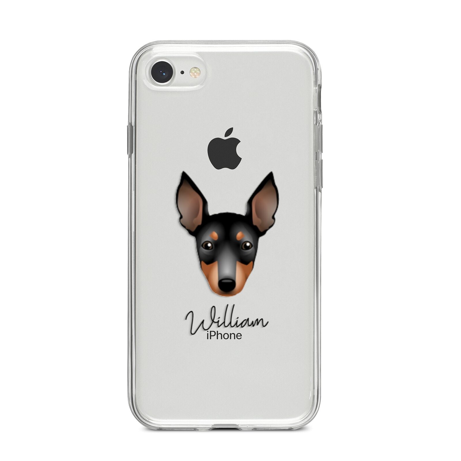 English Toy Terrier Personalised iPhone 8 Bumper Case on Silver iPhone