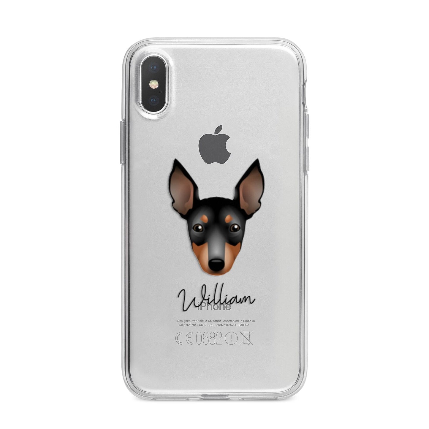 English Toy Terrier Personalised iPhone X Bumper Case on Silver iPhone Alternative Image 1