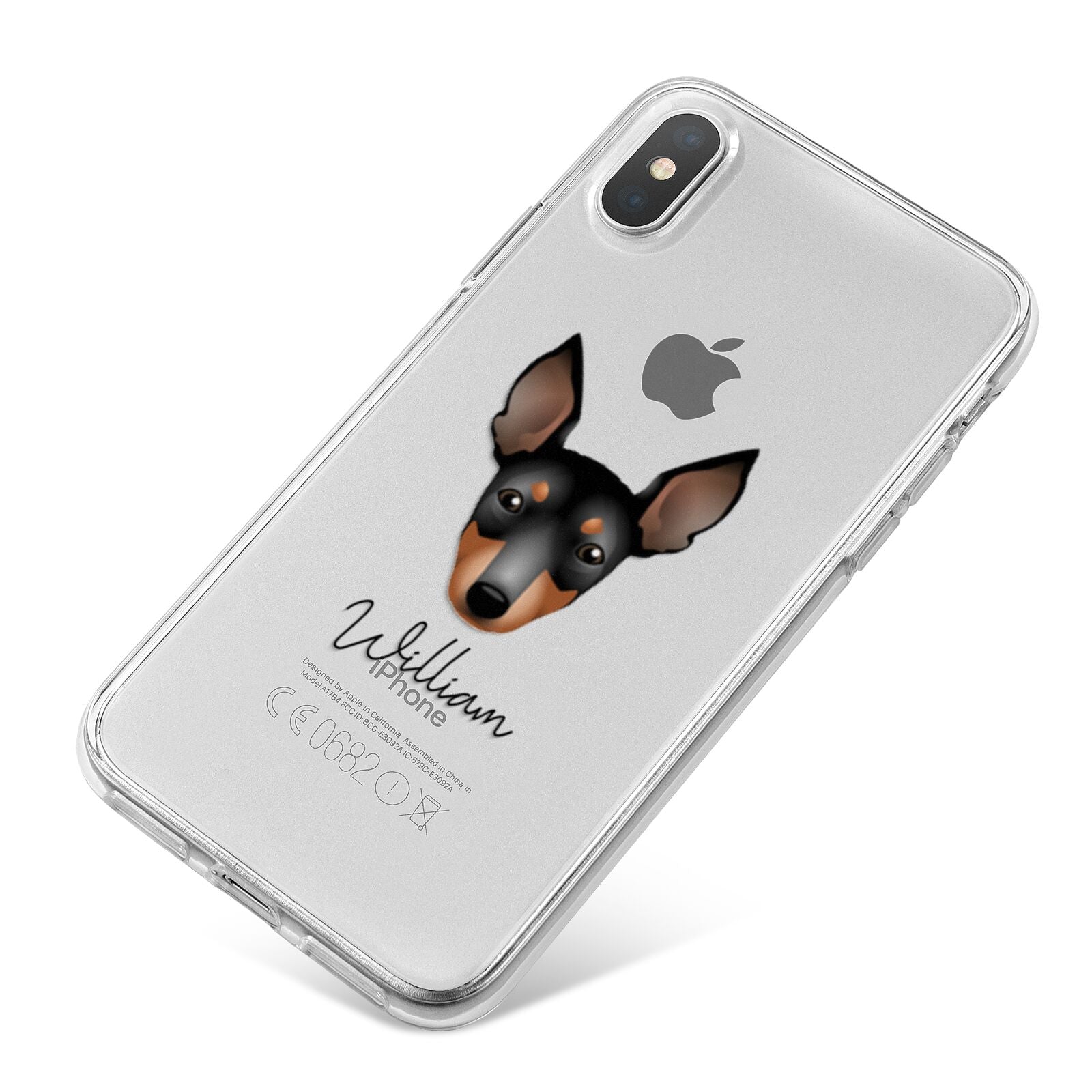 English Toy Terrier Personalised iPhone X Bumper Case on Silver iPhone