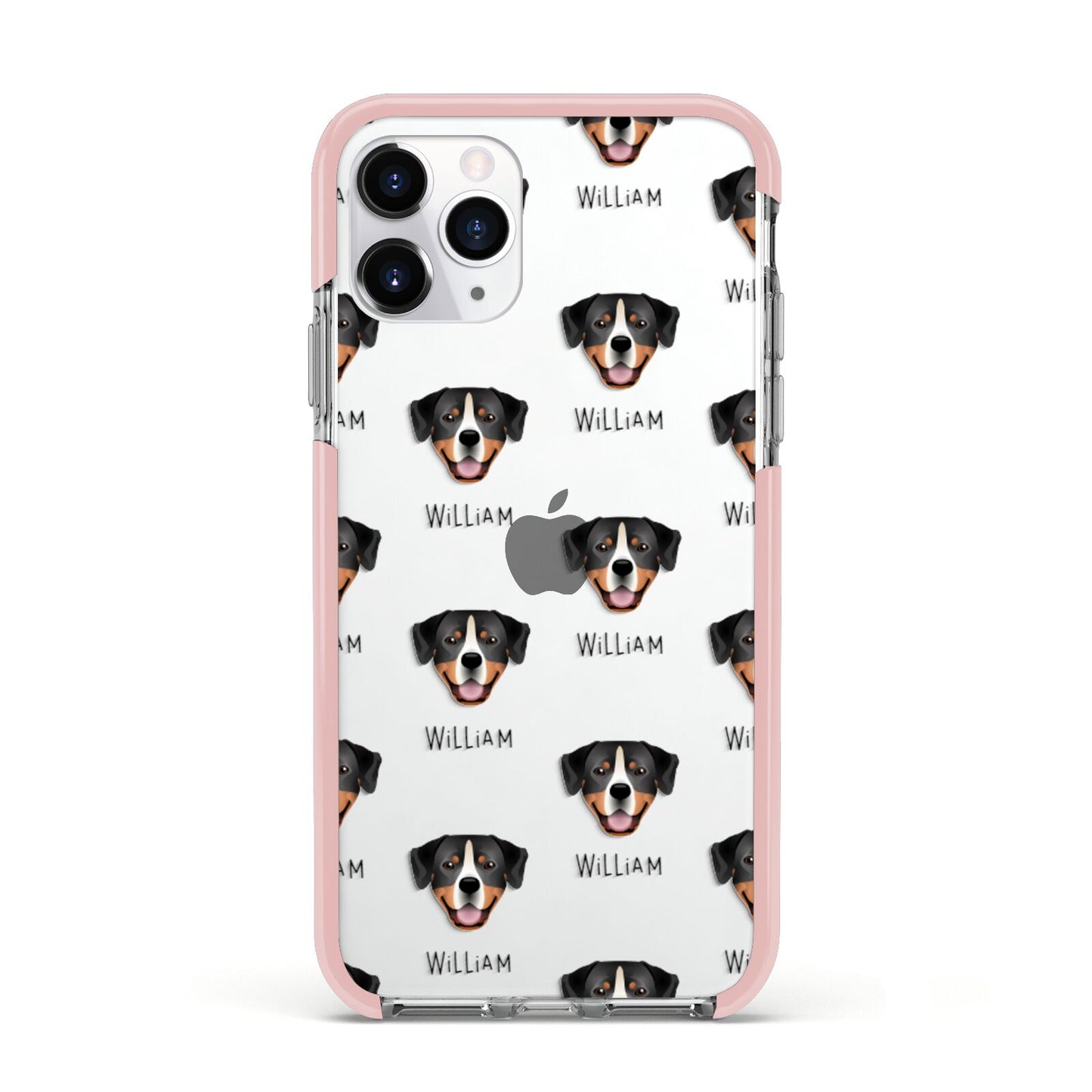 Entlebucher Mountain Dog Icon with Name Apple iPhone 11 Pro in Silver with Pink Impact Case