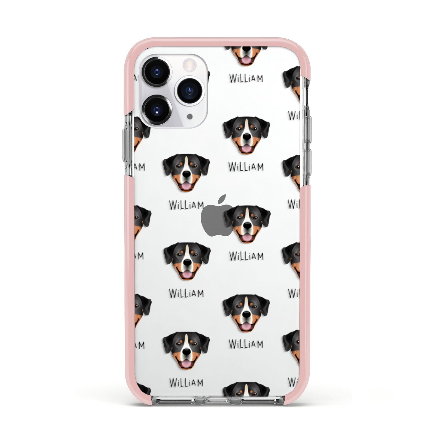 Entlebucher Mountain Dog Icon with Name Apple iPhone 11 Pro in Silver with Pink Impact Case
