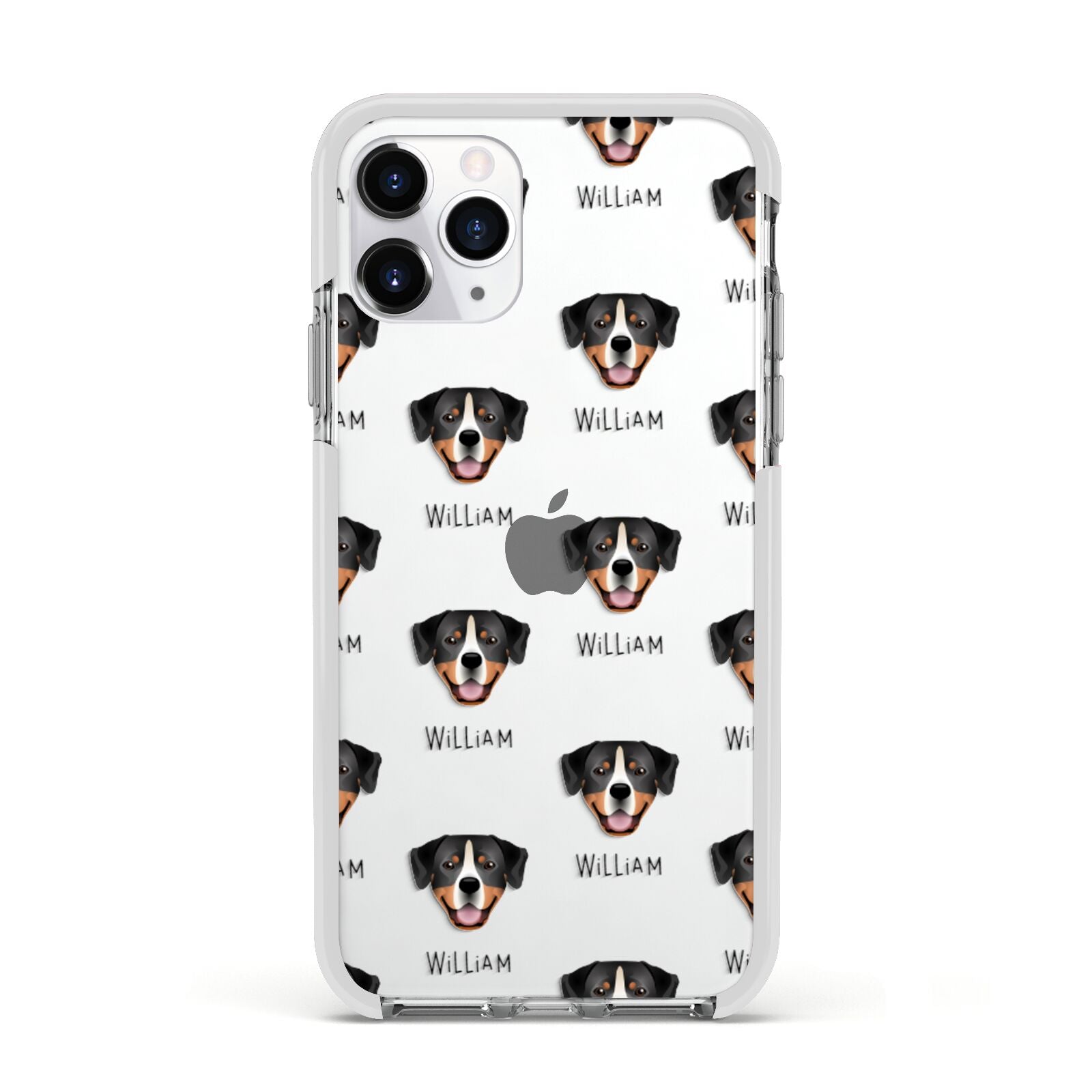Entlebucher Mountain Dog Icon with Name Apple iPhone 11 Pro in Silver with White Impact Case