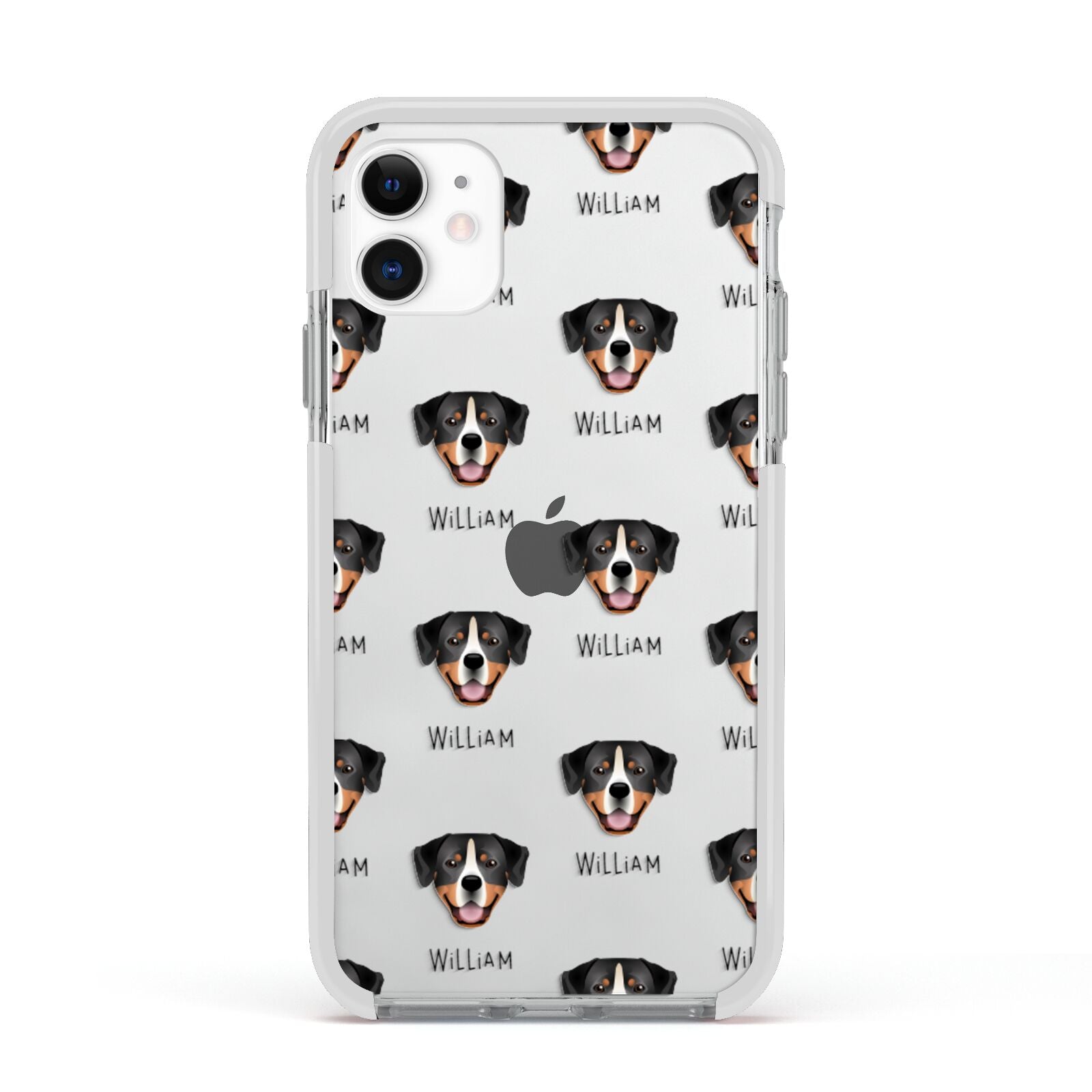 Entlebucher Mountain Dog Icon with Name Apple iPhone 11 in White with White Impact Case