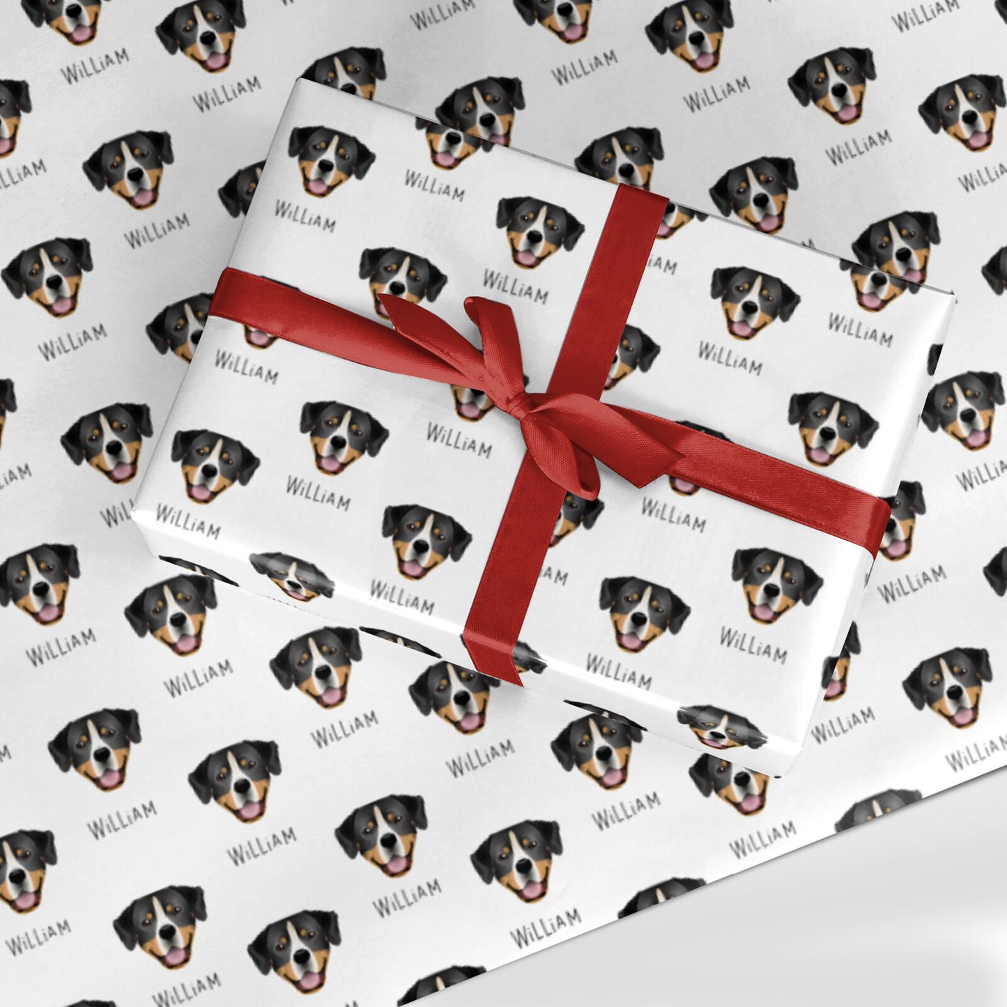 Entlebucher Mountain Dog Icon with Name Custom Wrapping Paper