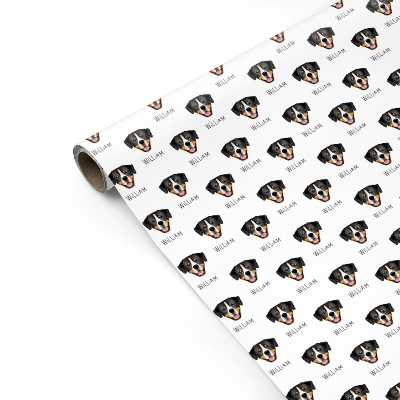 Entlebucher Mountain Dog Icon with Name Personalised Gift Wrap