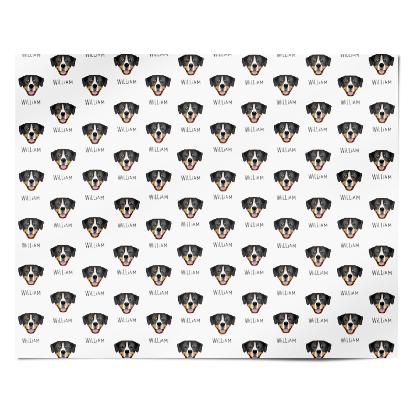 Entlebucher Mountain Dog Icon with Name Personalised Wrapping Paper Alternative