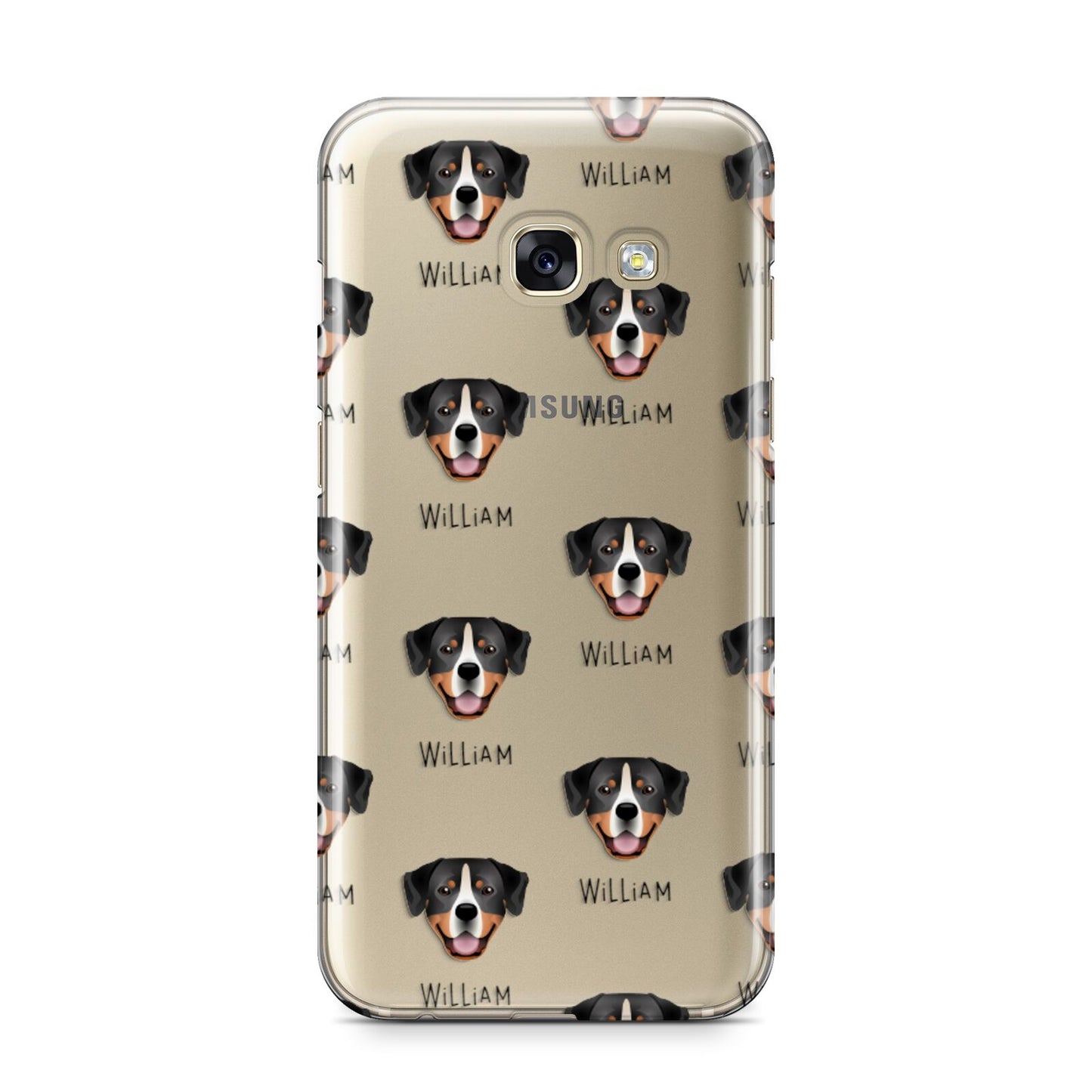 Entlebucher Mountain Dog Icon with Name Samsung Galaxy A3 2017 Case on gold phone