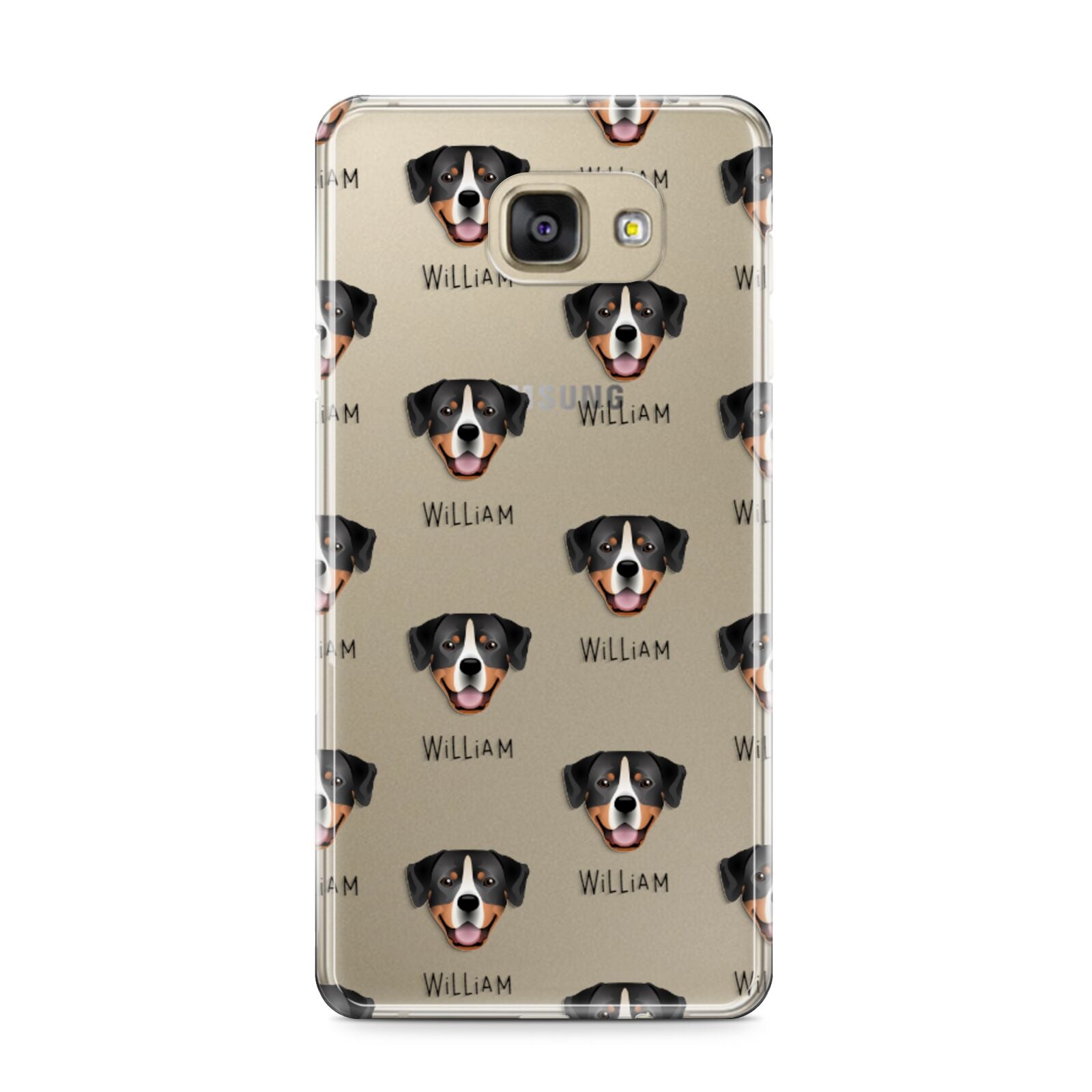 Entlebucher Mountain Dog Icon with Name Samsung Galaxy A9 2016 Case on gold phone