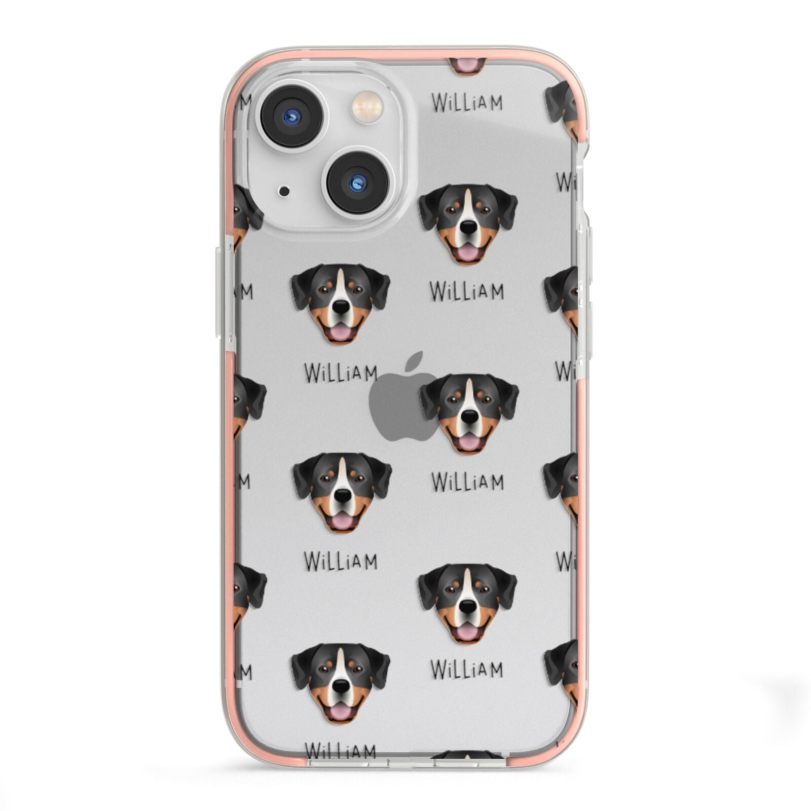 Entlebucher Mountain Dog Icon with Name iPhone 13 Mini TPU Impact Case with Pink Edges