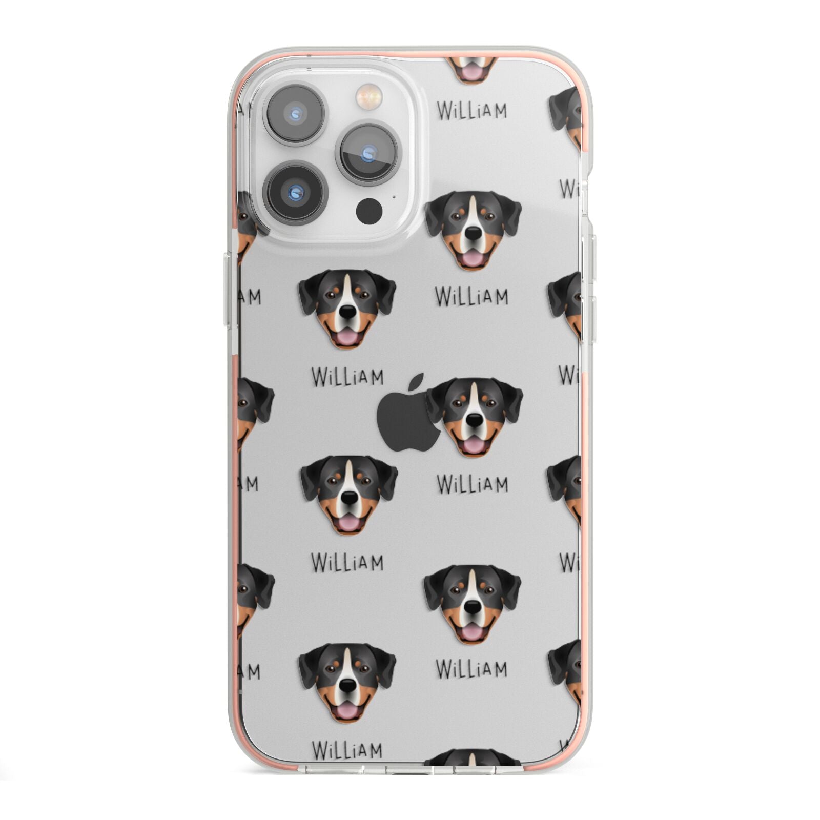 Entlebucher Mountain Dog Icon with Name iPhone 13 Pro Max TPU Impact Case with Pink Edges