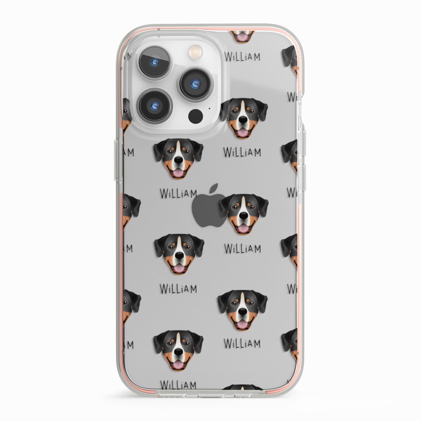 Entlebucher Mountain Dog Icon with Name iPhone 13 Pro TPU Impact Case with Pink Edges