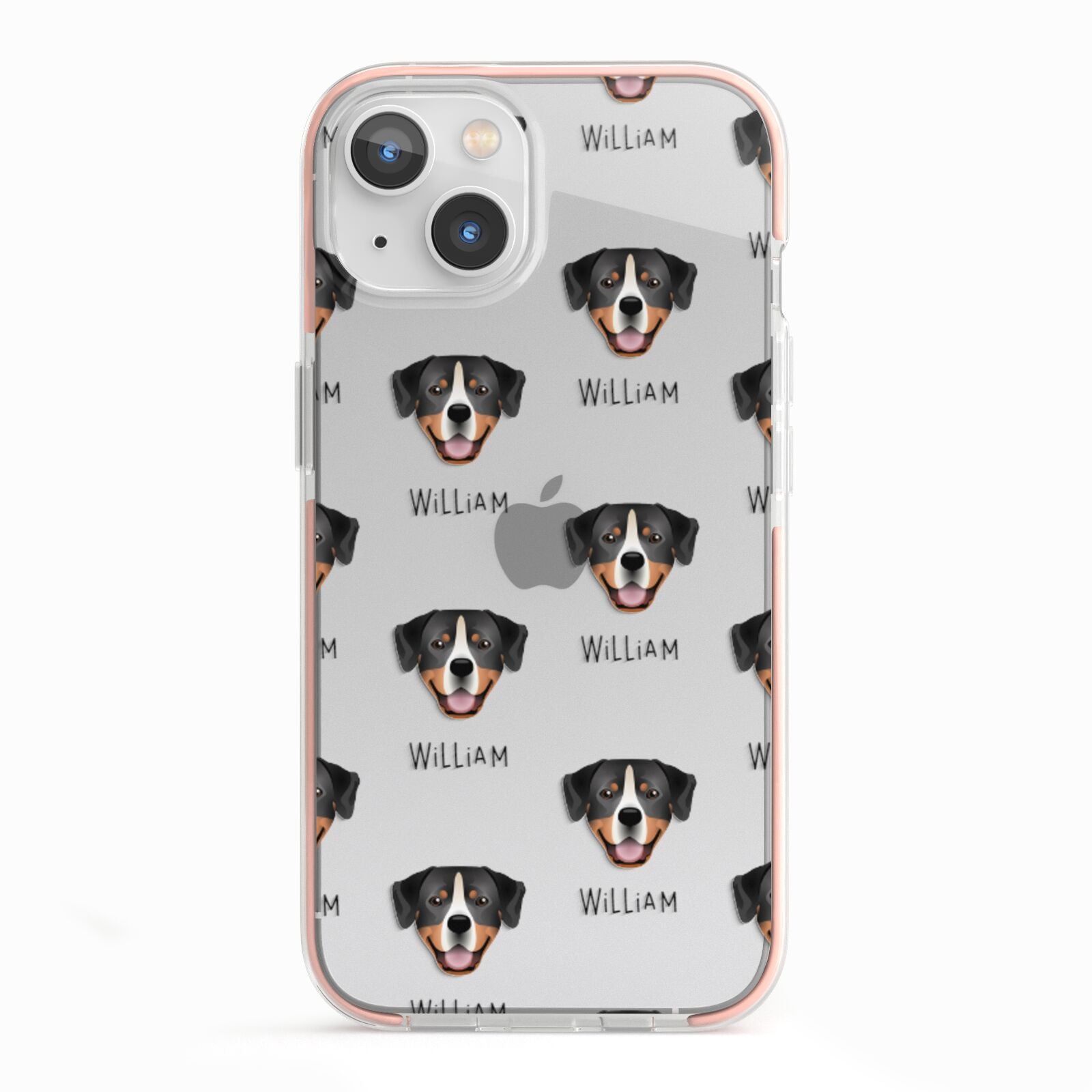 Entlebucher Mountain Dog Icon with Name iPhone 13 TPU Impact Case with Pink Edges