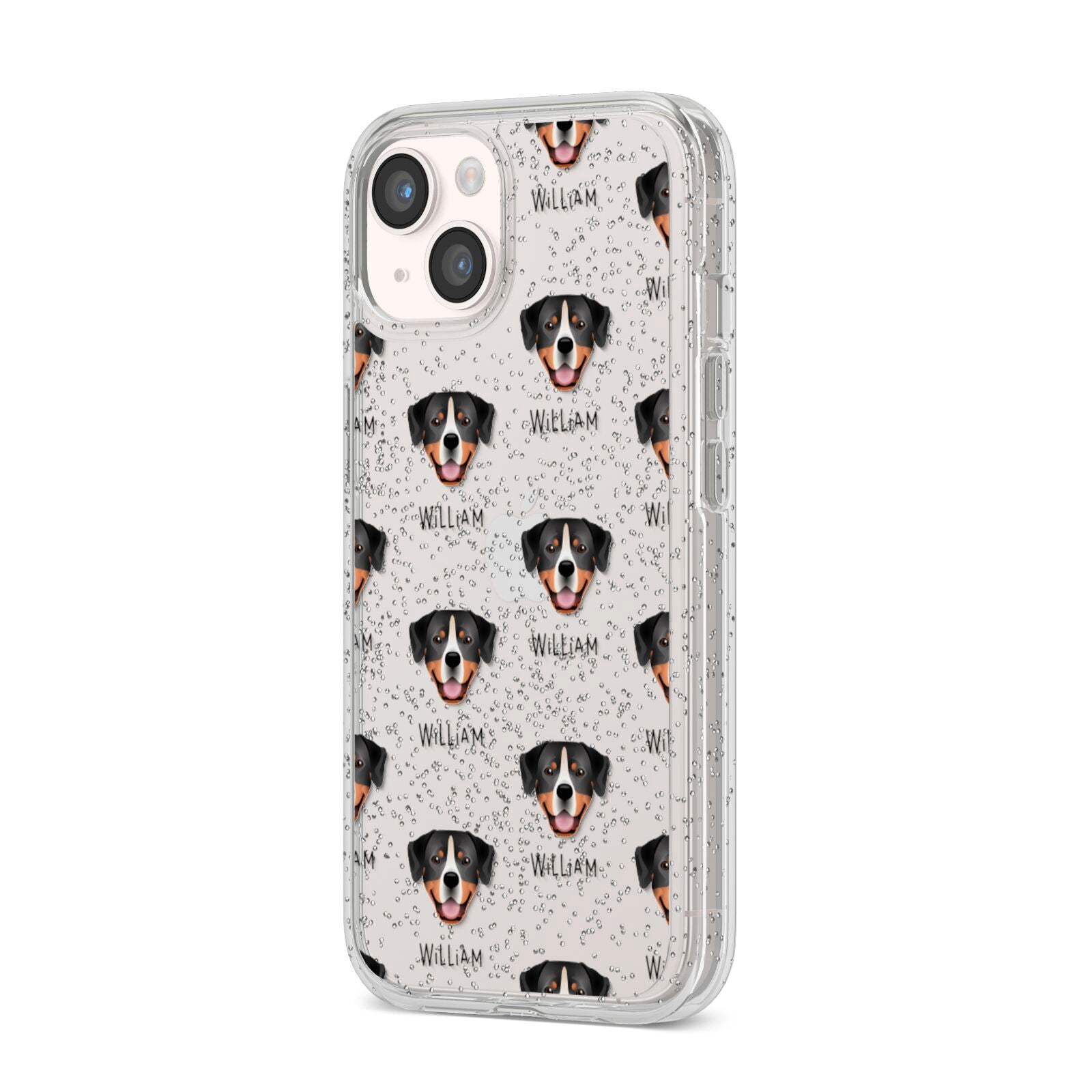 Entlebucher Mountain Dog Icon with Name iPhone 14 Glitter Tough Case Starlight Angled Image