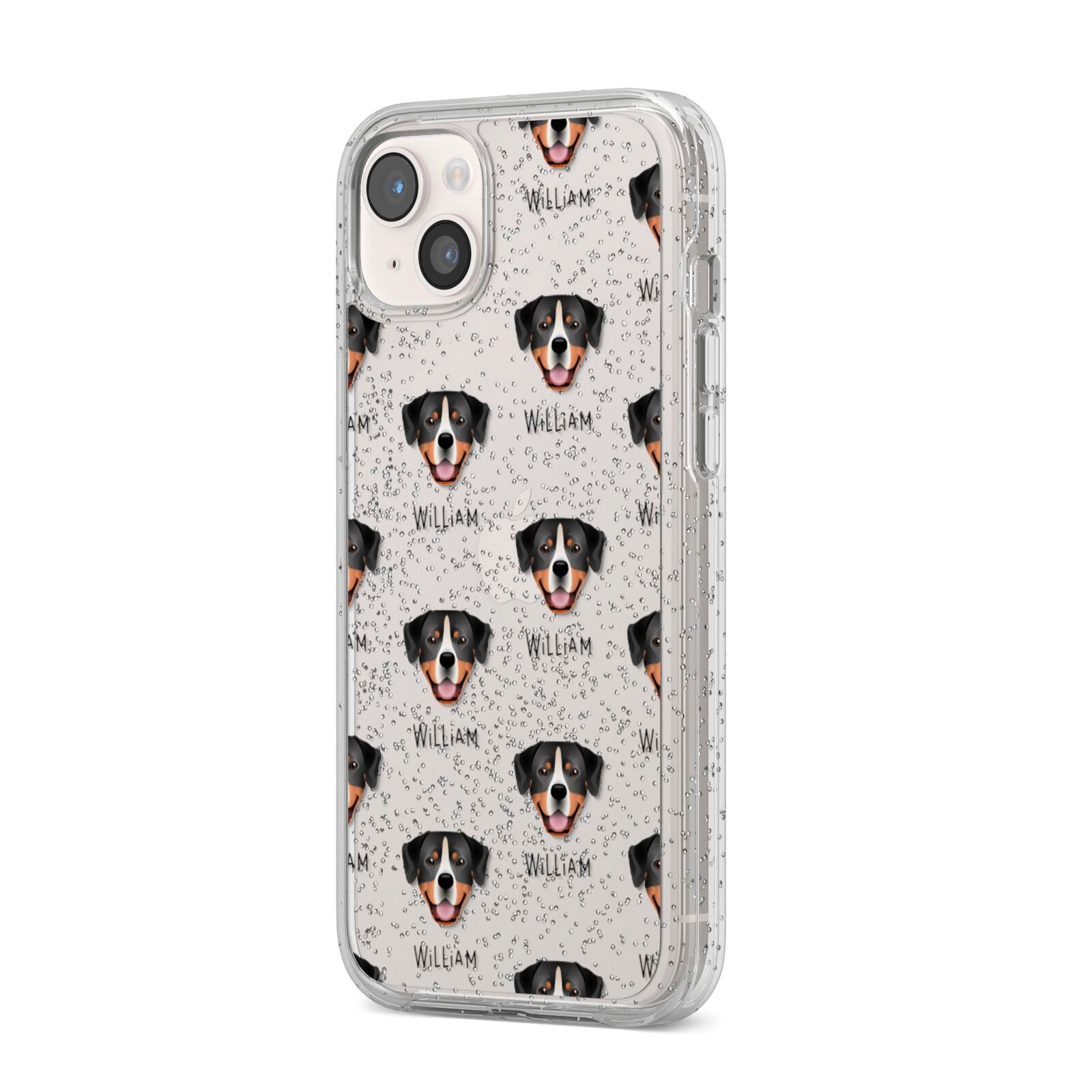 Entlebucher Mountain Dog Icon with Name iPhone 14 Plus Glitter Tough Case Starlight Angled Image