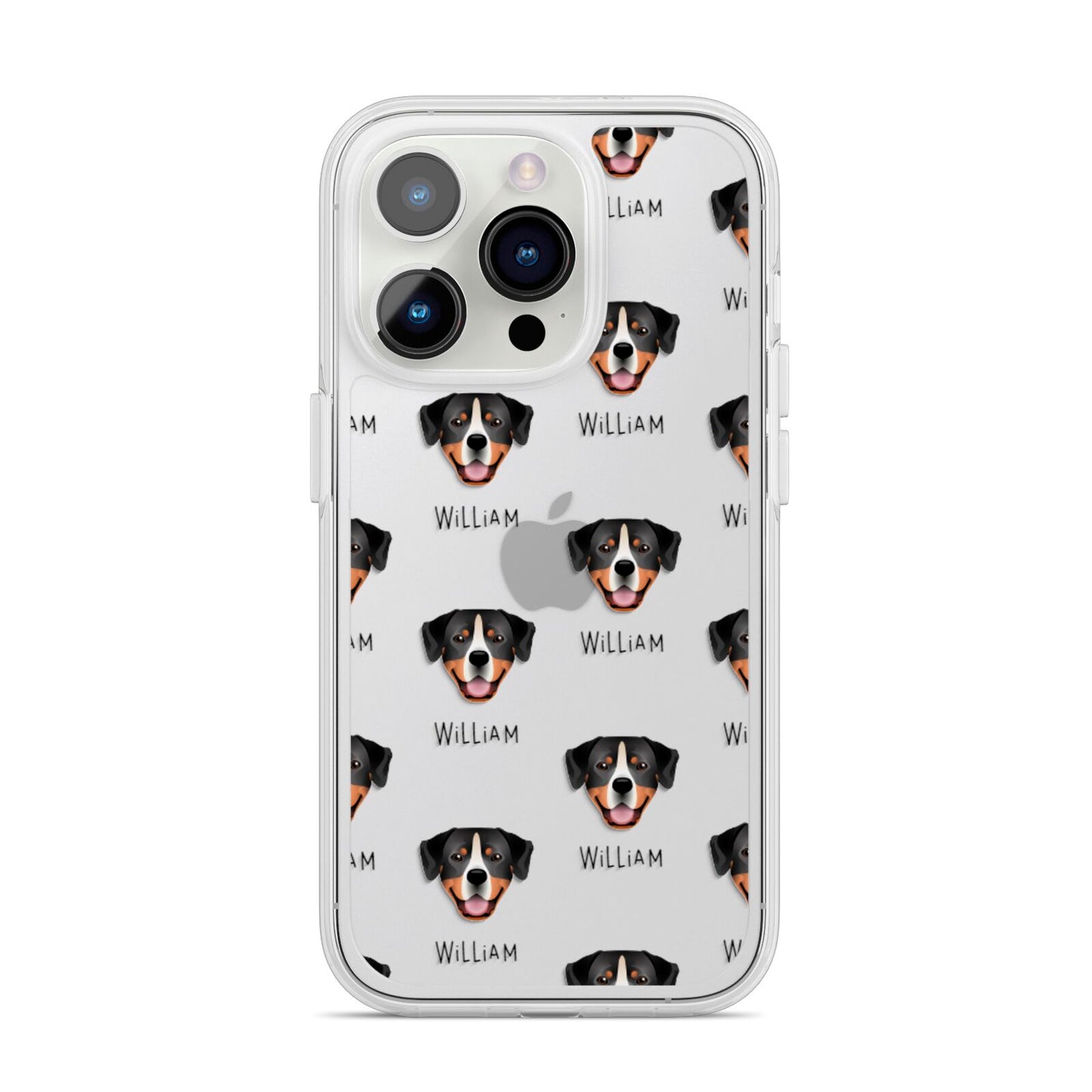 Entlebucher Mountain Dog Icon with Name iPhone 14 Pro Clear Tough Case Silver