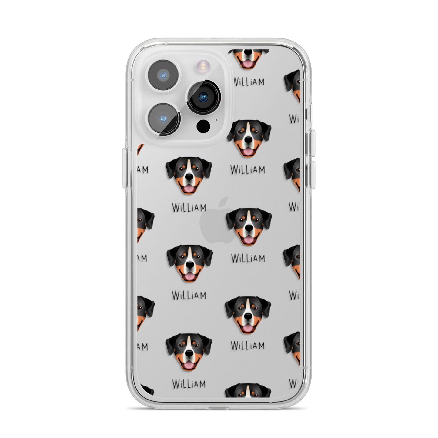 Entlebucher Mountain Dog Icon with Name iPhone 14 Pro Max Clear Tough Case Silver