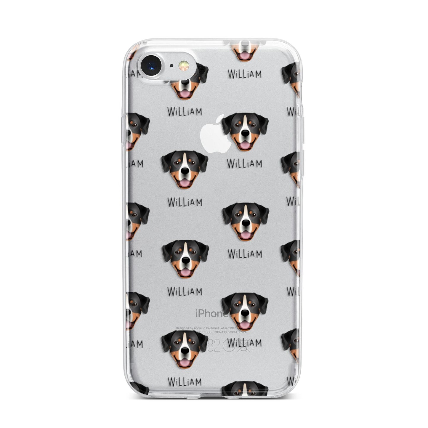 Entlebucher Mountain Dog Icon with Name iPhone 7 Bumper Case on Silver iPhone