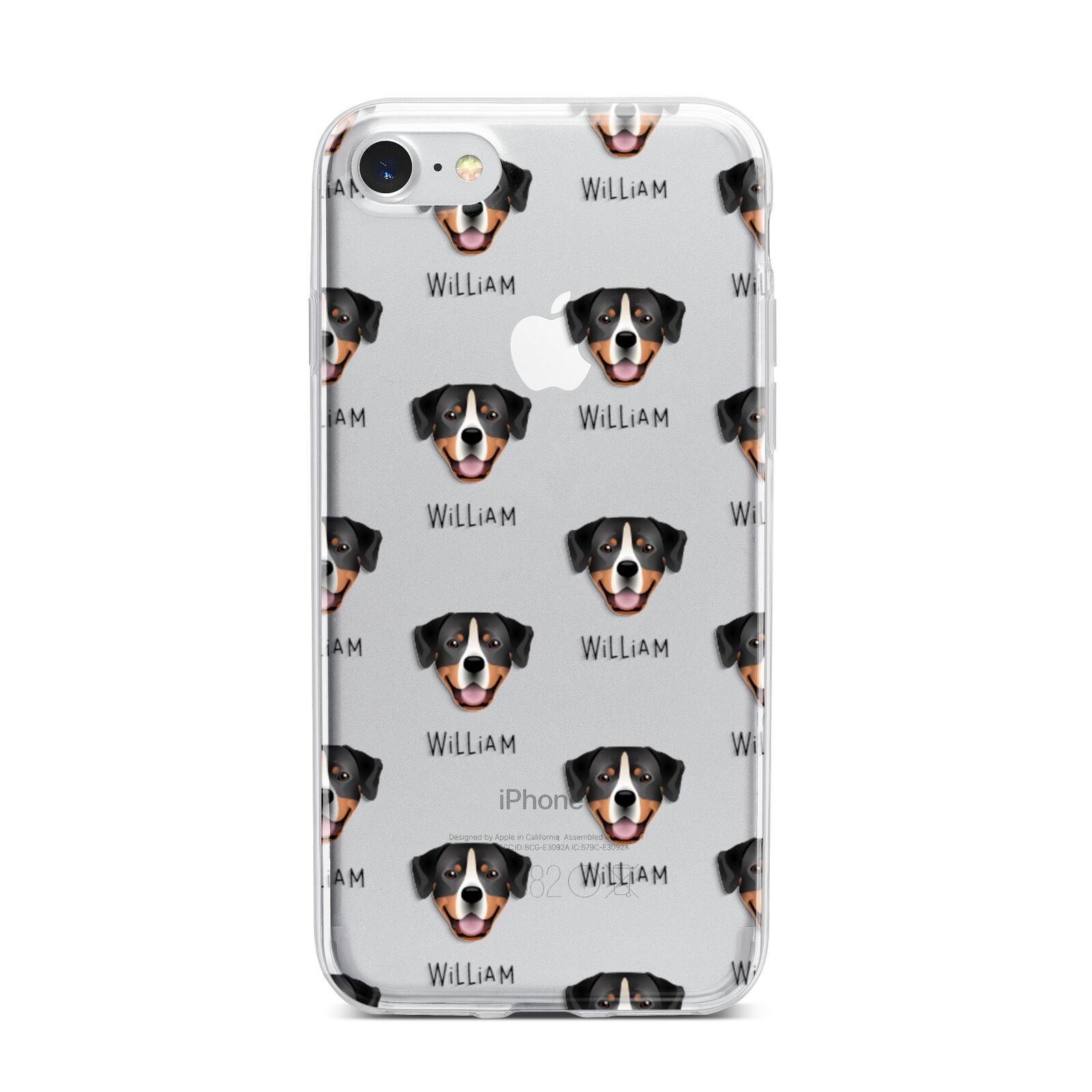 Entlebucher Mountain Dog Icon with Name iPhone 7 Bumper Case on Silver iPhone