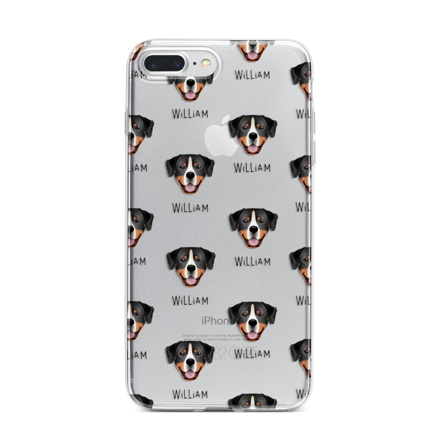 Entlebucher Mountain Dog Icon with Name iPhone 7 Plus Bumper Case on Silver iPhone