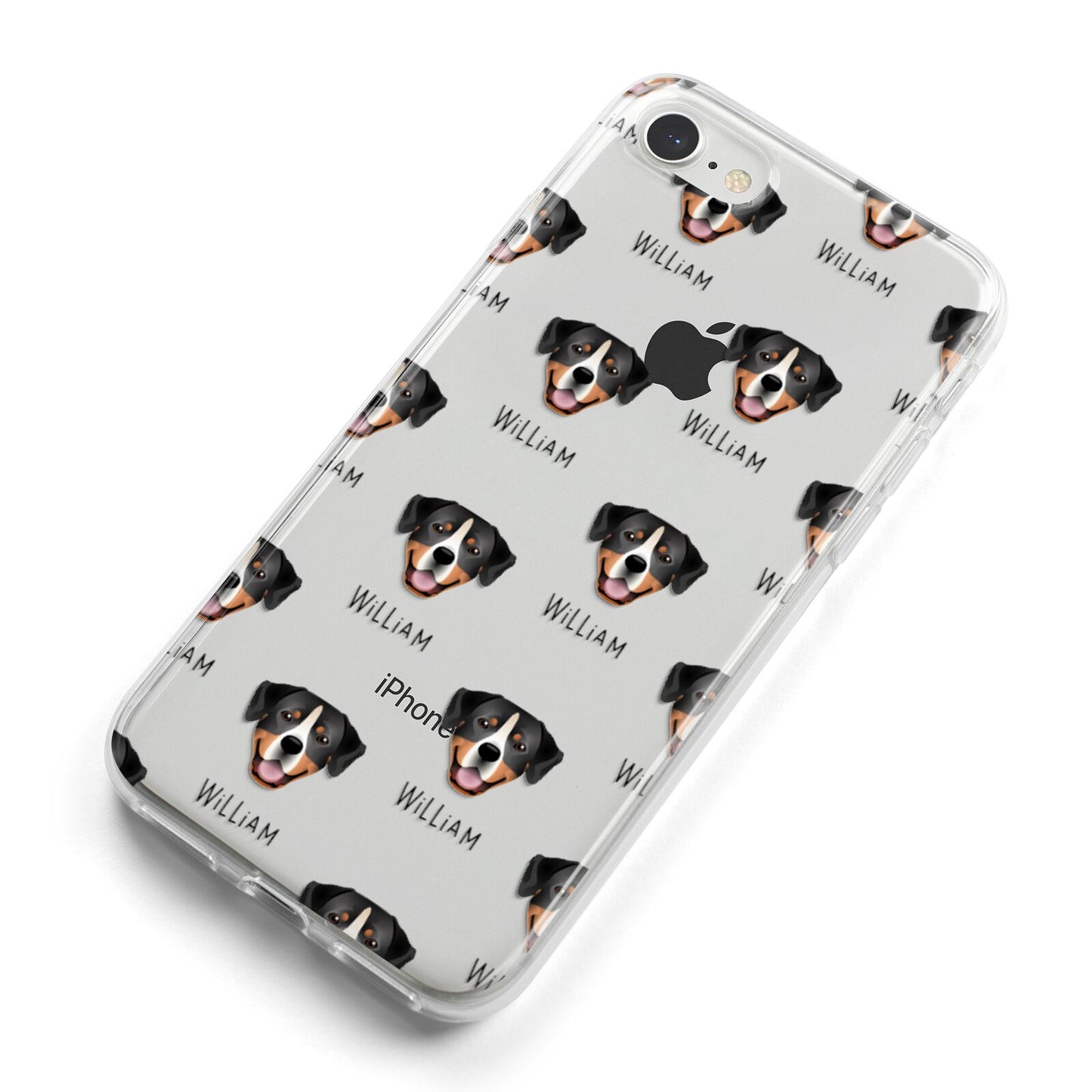 Entlebucher Mountain Dog Icon with Name iPhone 8 Bumper Case on Silver iPhone Alternative Image