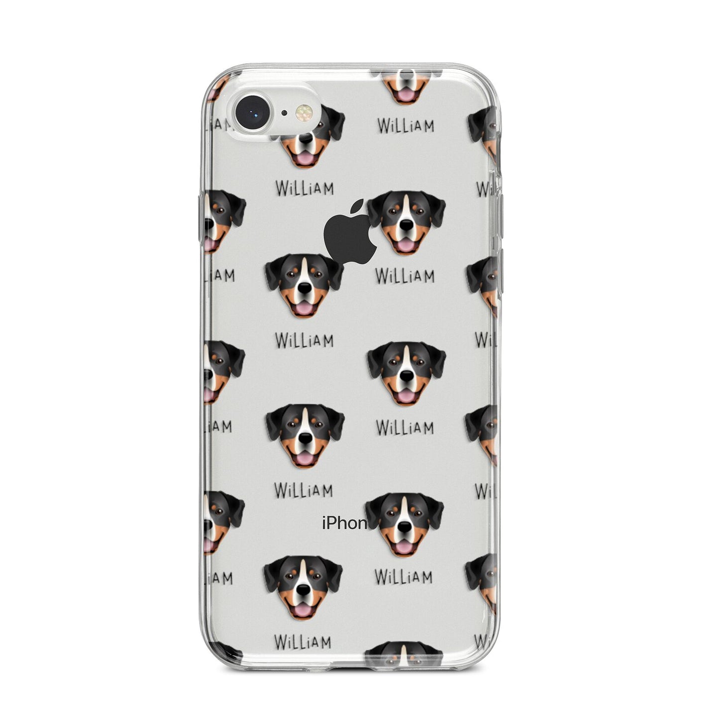 Entlebucher Mountain Dog Icon with Name iPhone 8 Bumper Case on Silver iPhone