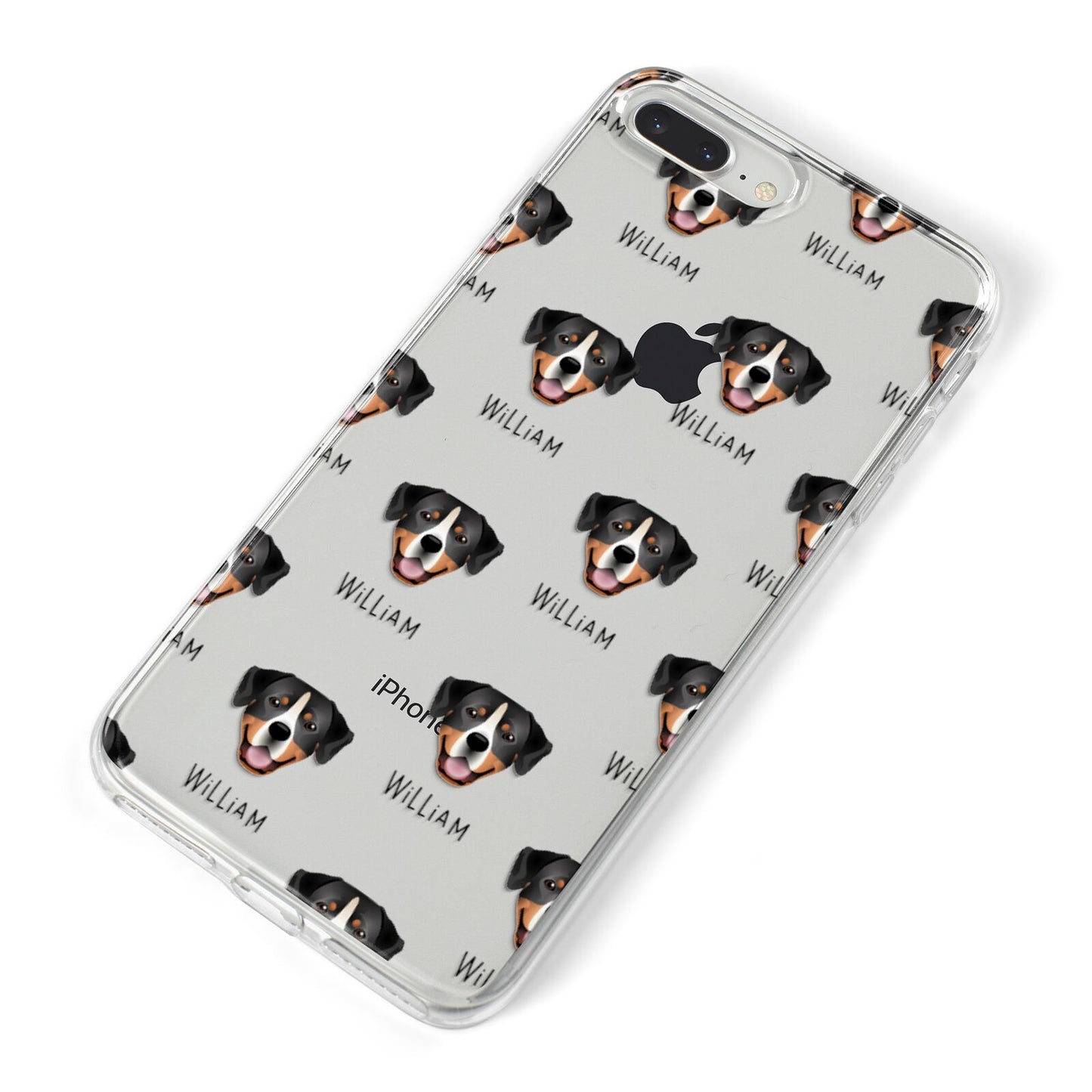 Entlebucher Mountain Dog Icon with Name iPhone 8 Plus Bumper Case on Silver iPhone Alternative Image