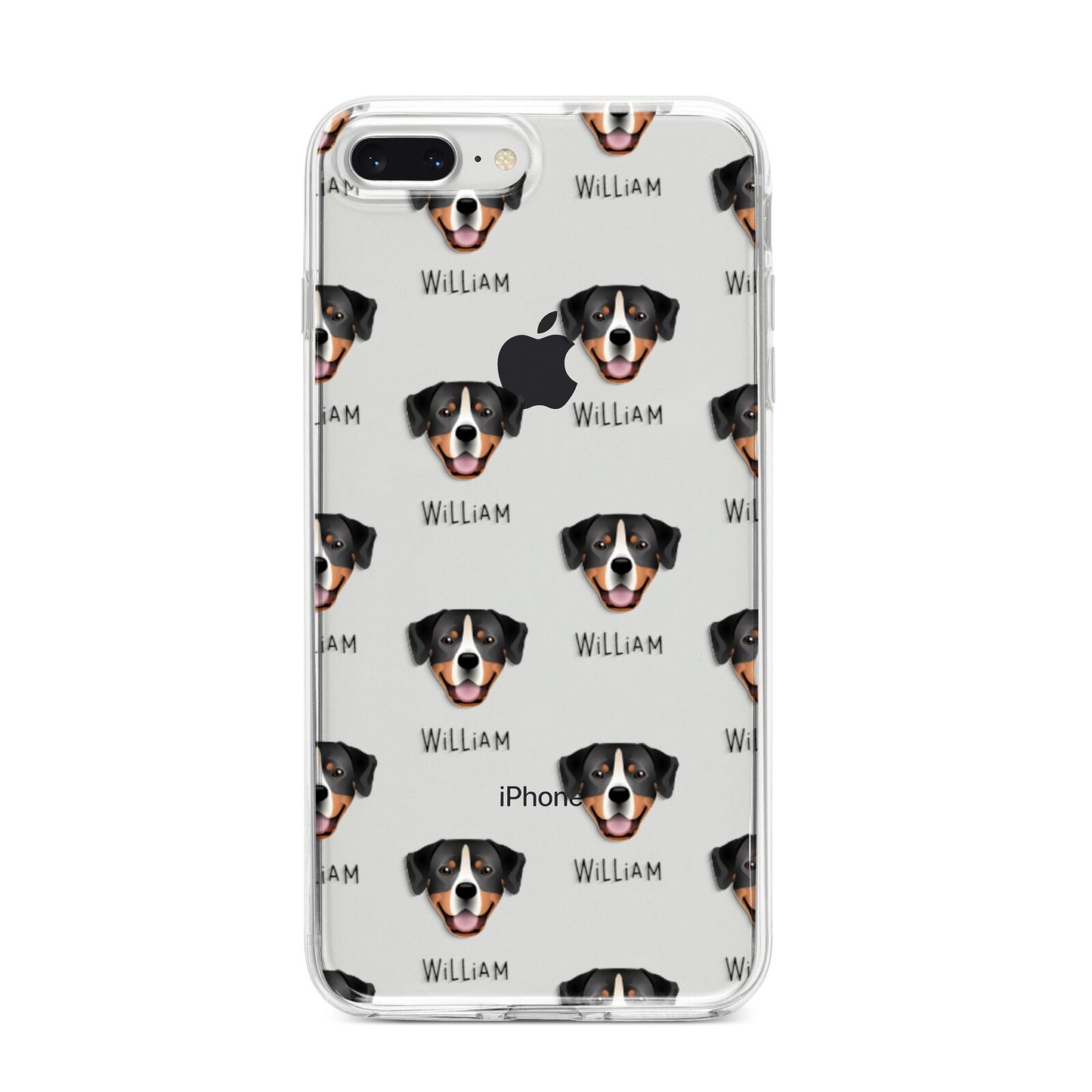 Entlebucher Mountain Dog Icon with Name iPhone 8 Plus Bumper Case on Silver iPhone