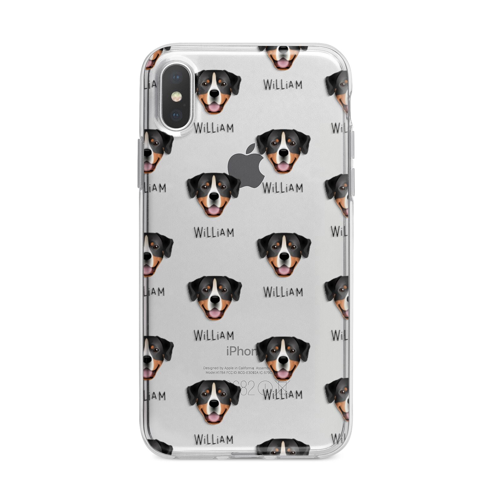 Entlebucher Mountain Dog Icon with Name iPhone X Bumper Case on Silver iPhone Alternative Image 1