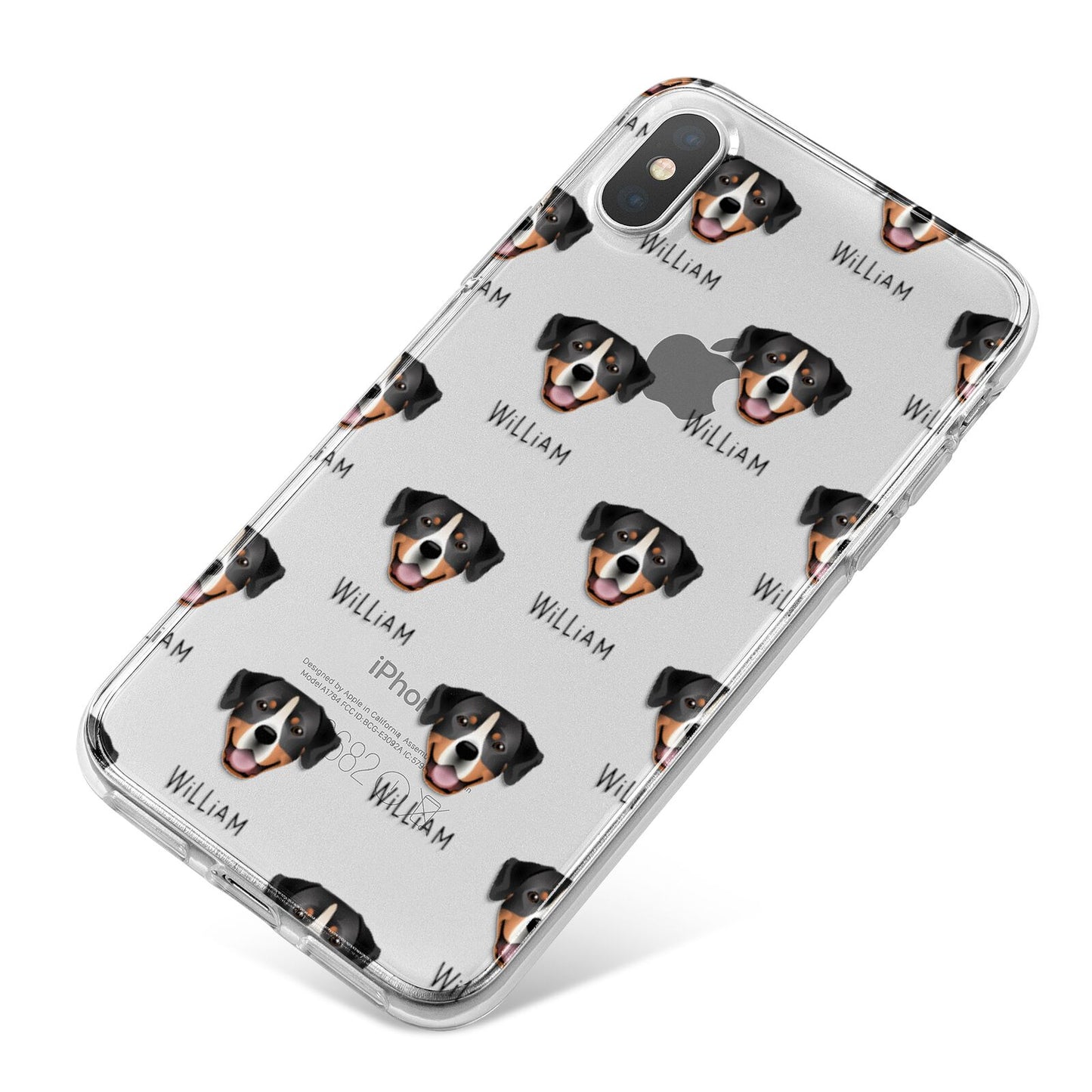 Entlebucher Mountain Dog Icon with Name iPhone X Bumper Case on Silver iPhone