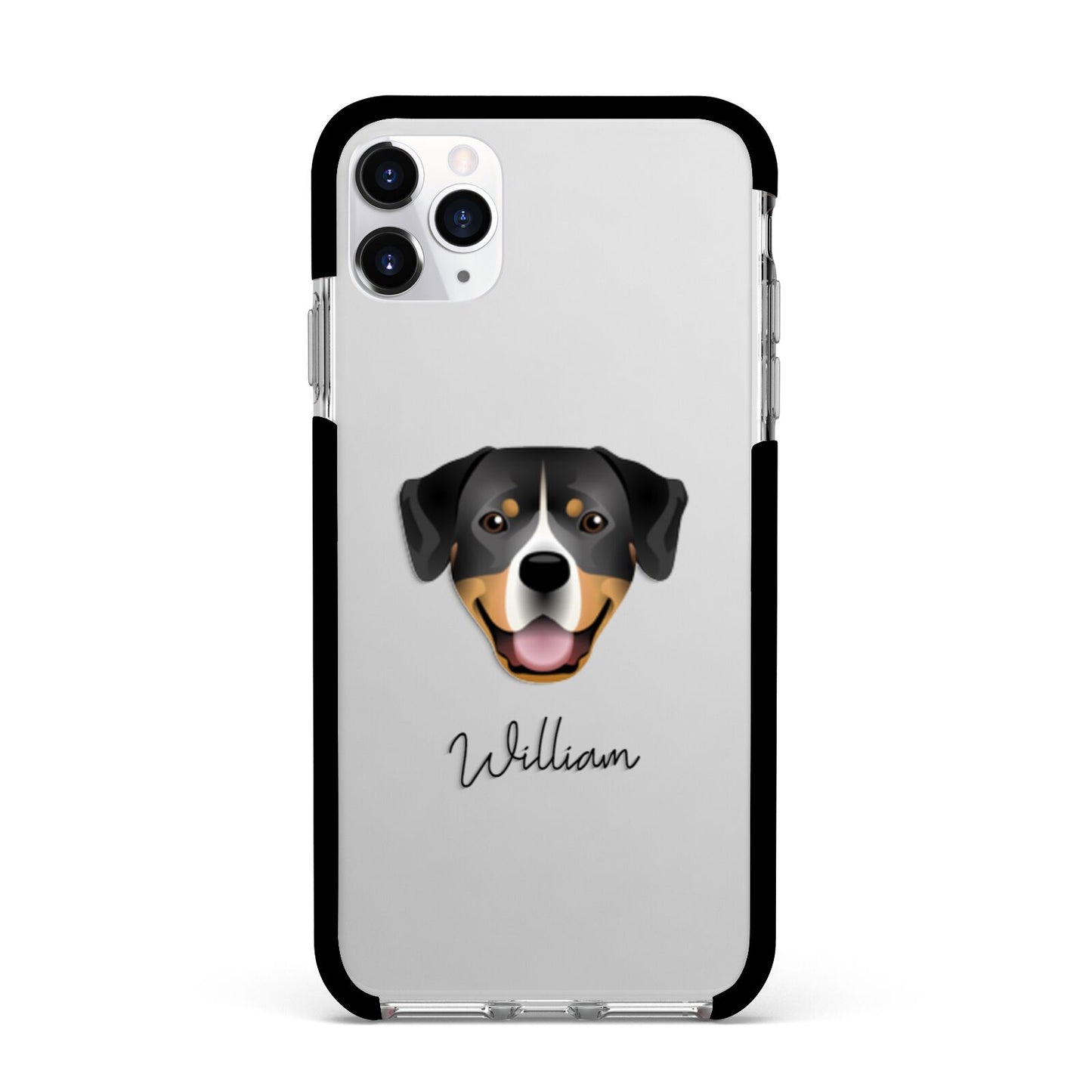 Entlebucher Mountain Dog Personalised Apple iPhone 11 Pro Max in Silver with Black Impact Case