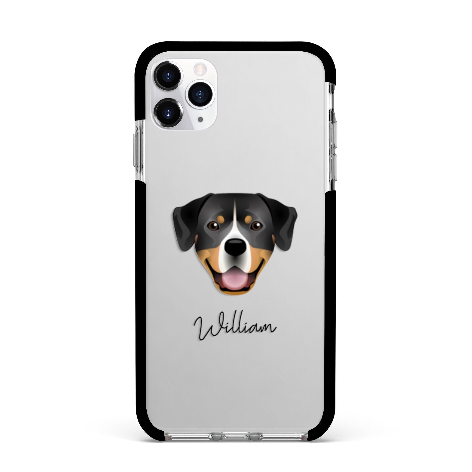 Entlebucher Mountain Dog Personalised Apple iPhone 11 Pro Max in Silver with Black Impact Case