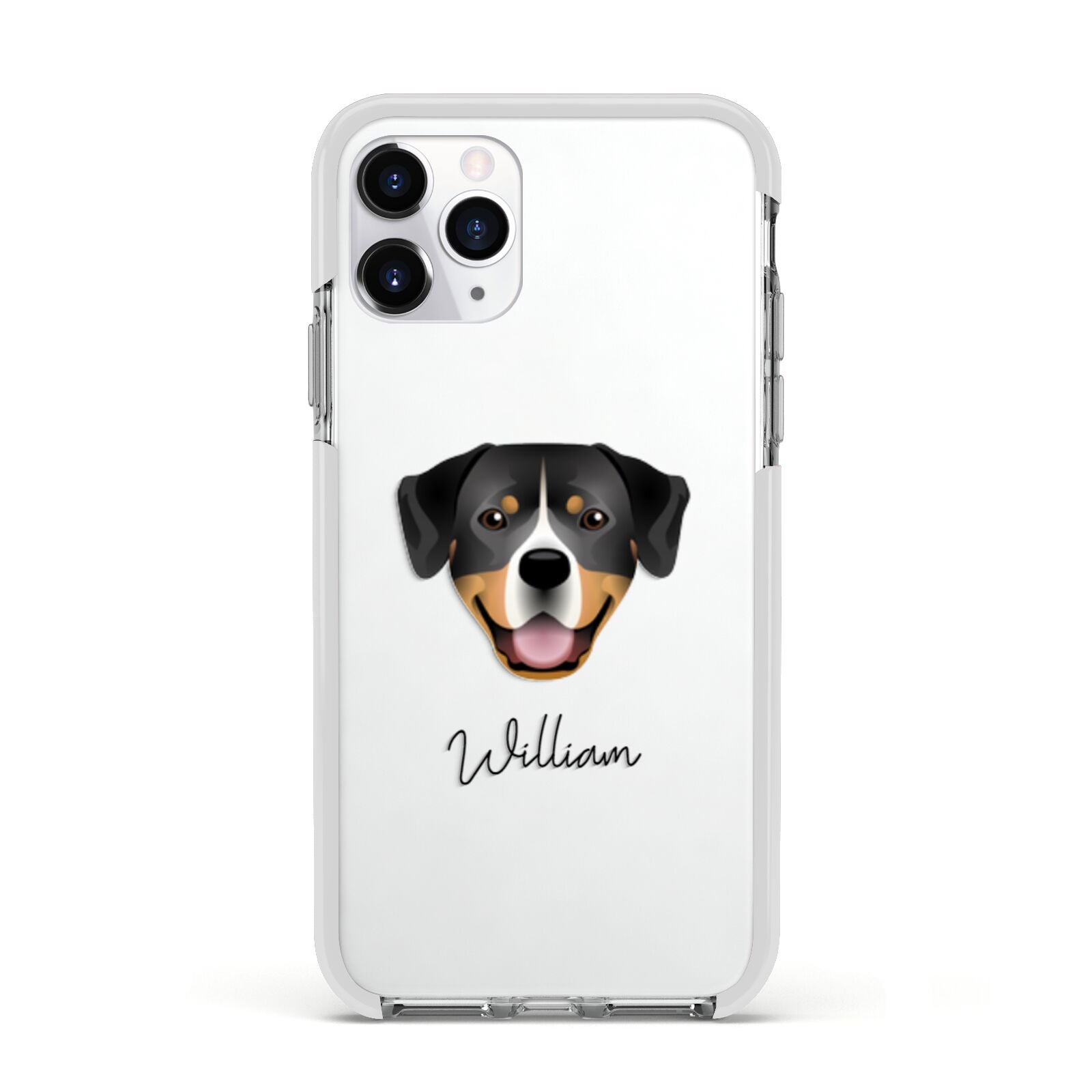 Entlebucher Mountain Dog Personalised Apple iPhone 11 Pro in Silver with White Impact Case
