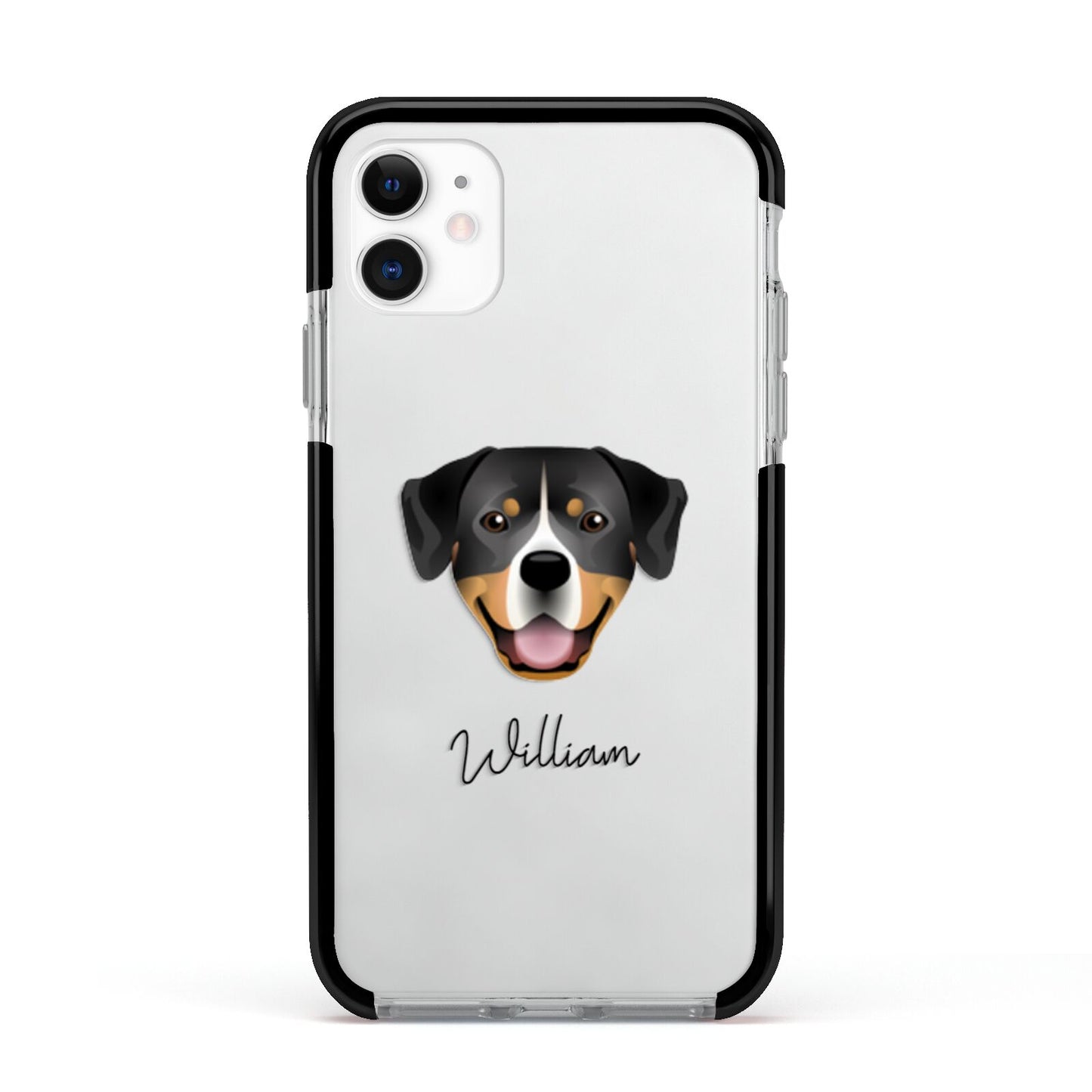 Entlebucher Mountain Dog Personalised Apple iPhone 11 in White with Black Impact Case