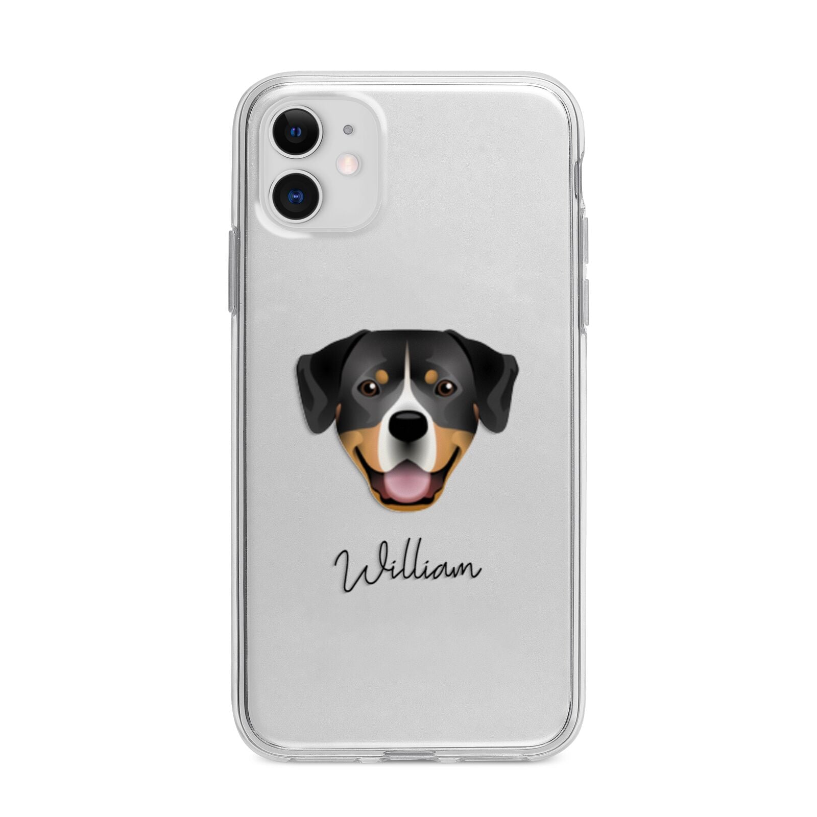 Entlebucher Mountain Dog Personalised Apple iPhone 11 in White with Bumper Case