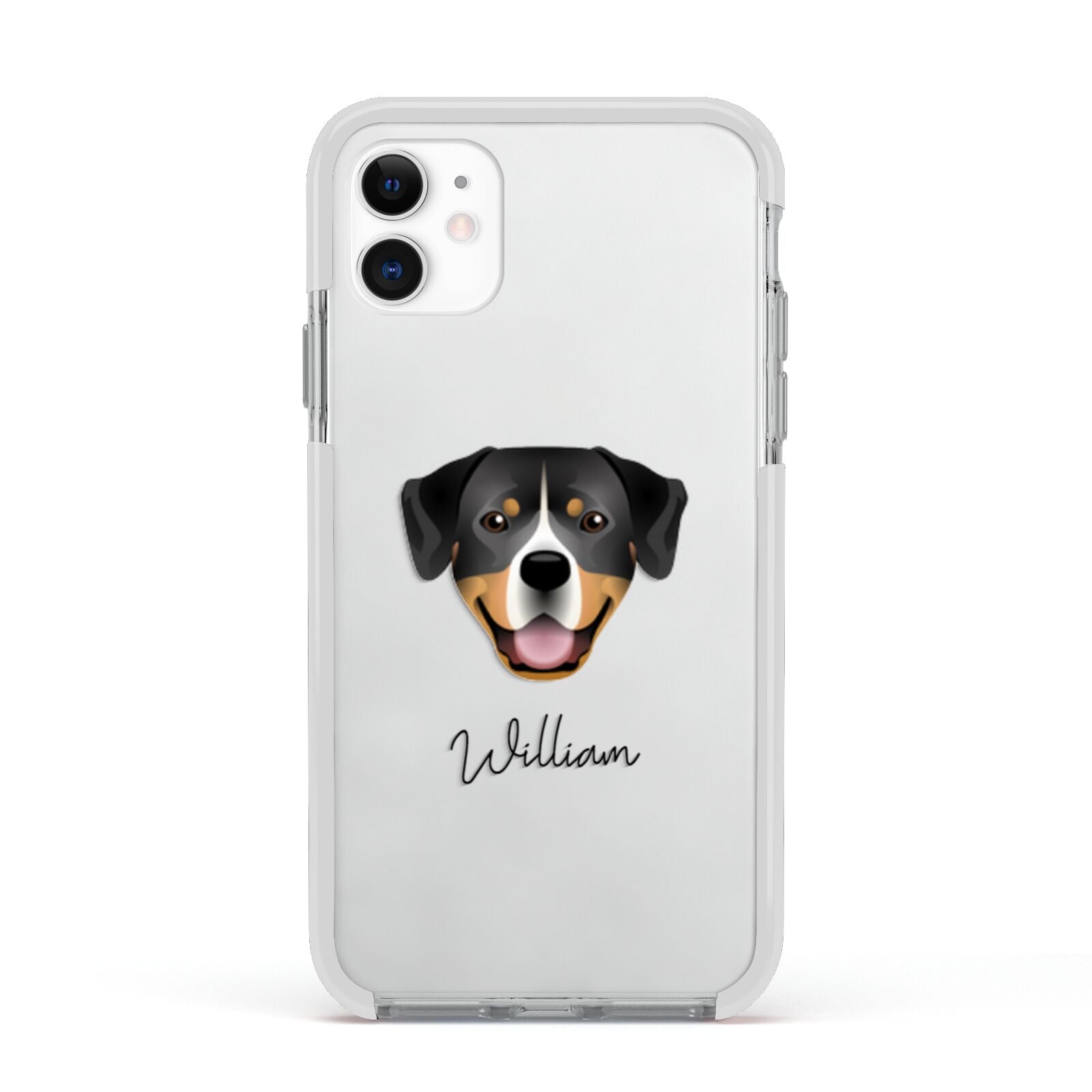 Entlebucher Mountain Dog Personalised Apple iPhone 11 in White with White Impact Case