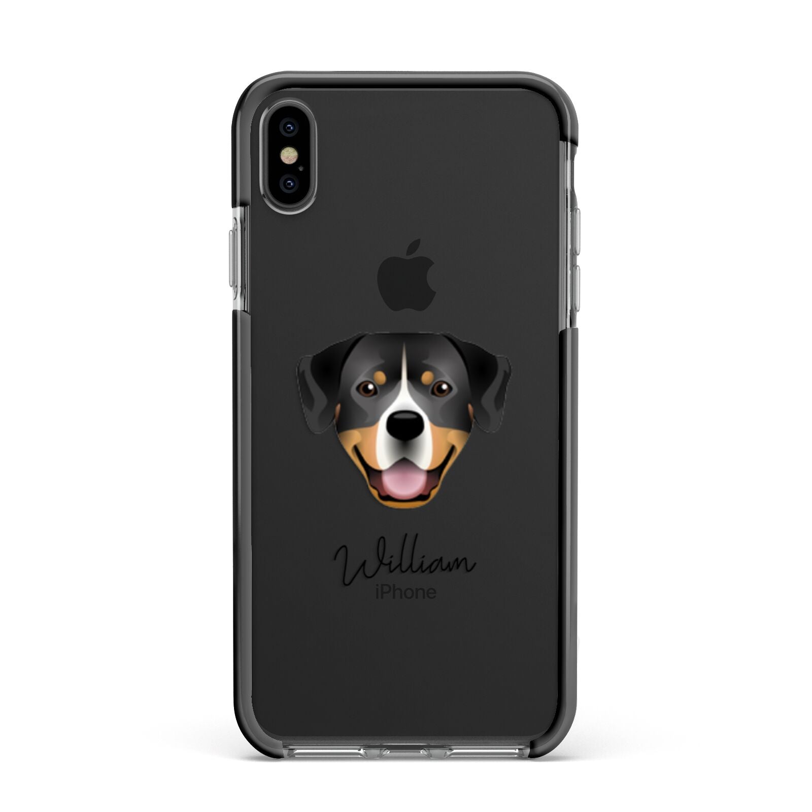 Entlebucher Mountain Dog Personalised Apple iPhone Xs Max Impact Case Black Edge on Black Phone