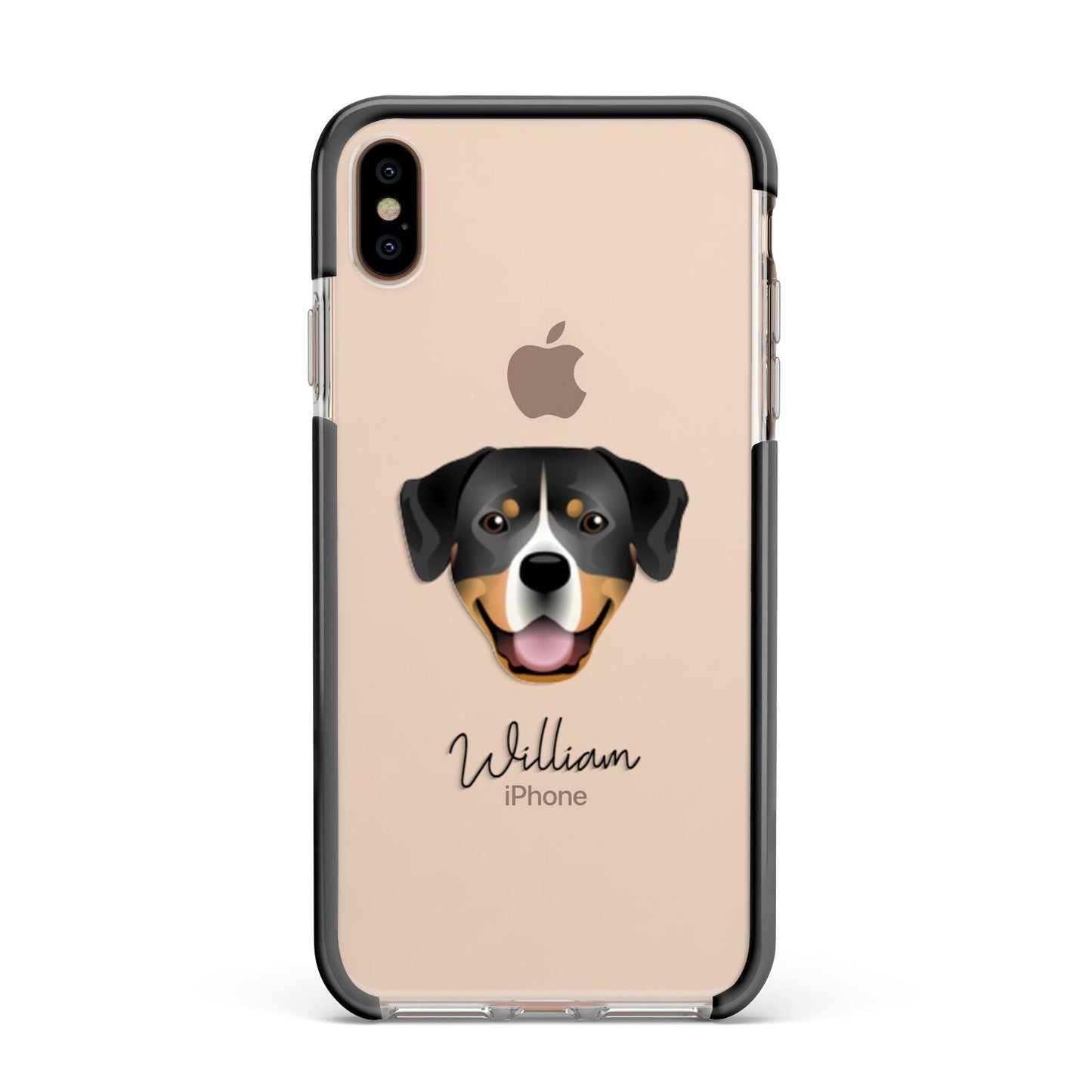 Entlebucher Mountain Dog Personalised Apple iPhone Xs Max Impact Case Black Edge on Gold Phone