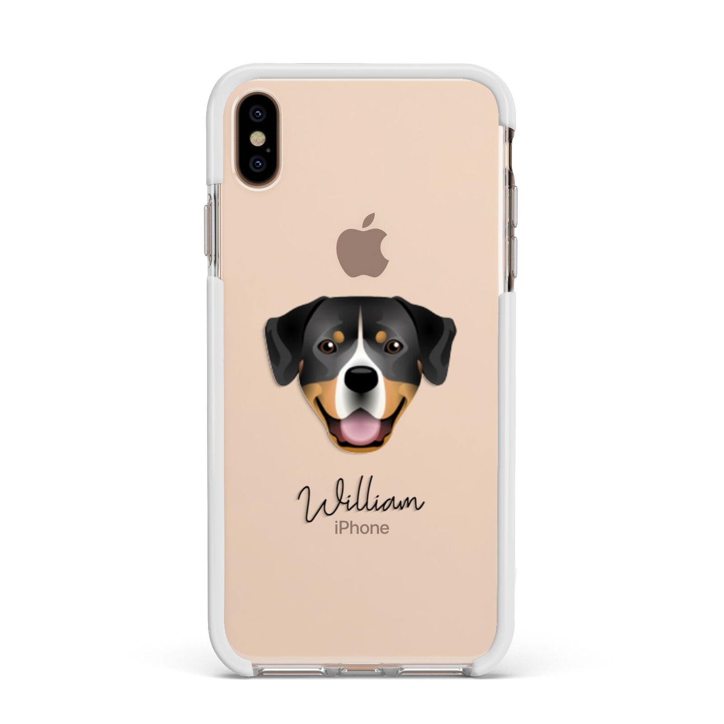 Entlebucher Mountain Dog Personalised Apple iPhone Xs Max Impact Case White Edge on Gold Phone