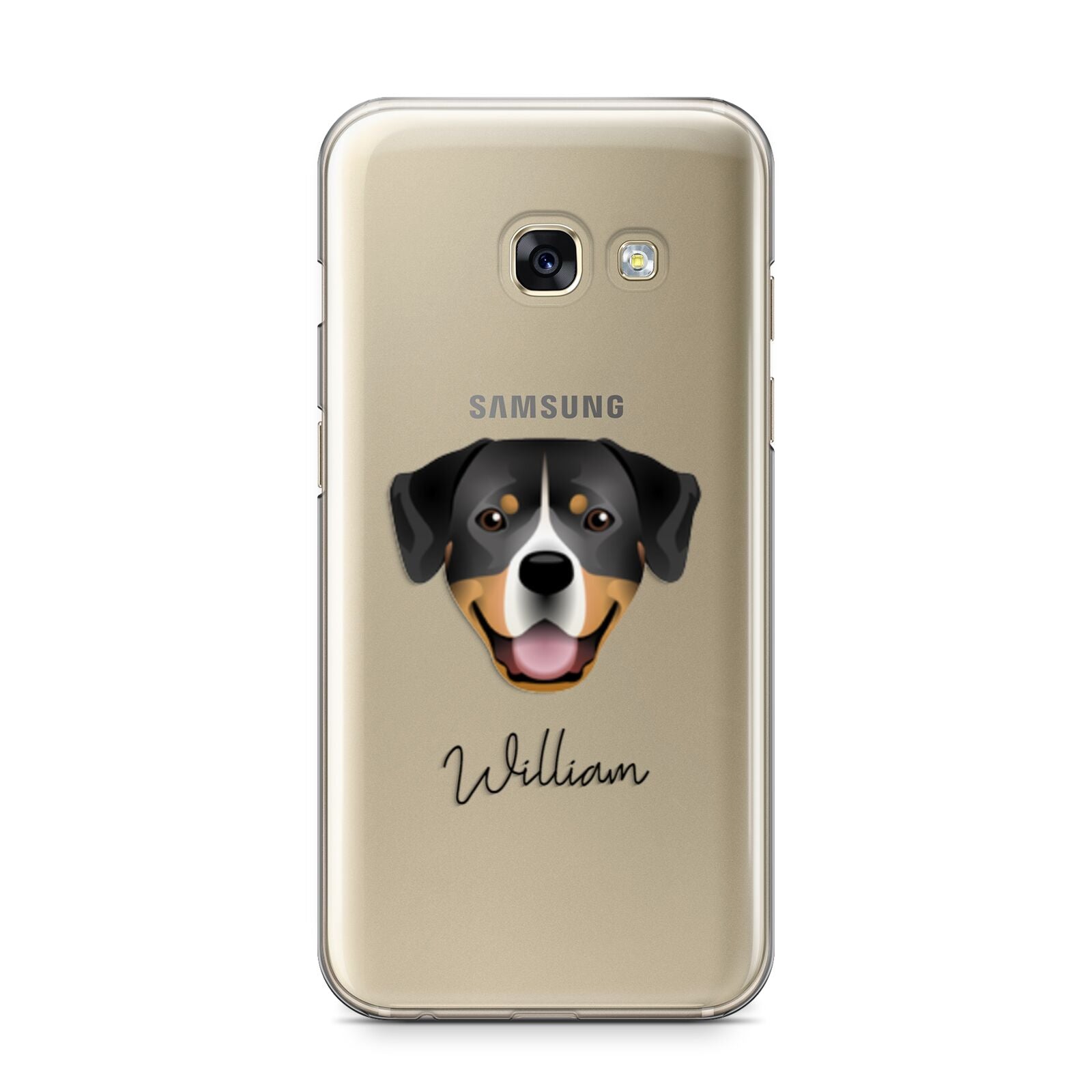Entlebucher Mountain Dog Personalised Samsung Galaxy A3 2017 Case on gold phone
