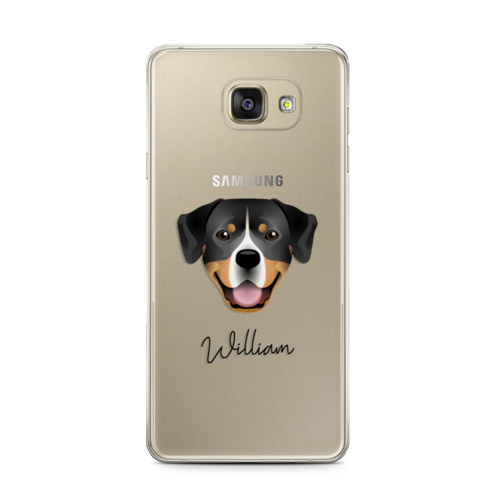 Entlebucher Mountain Dog Personalised Samsung Galaxy A7 2016 Case on gold phone