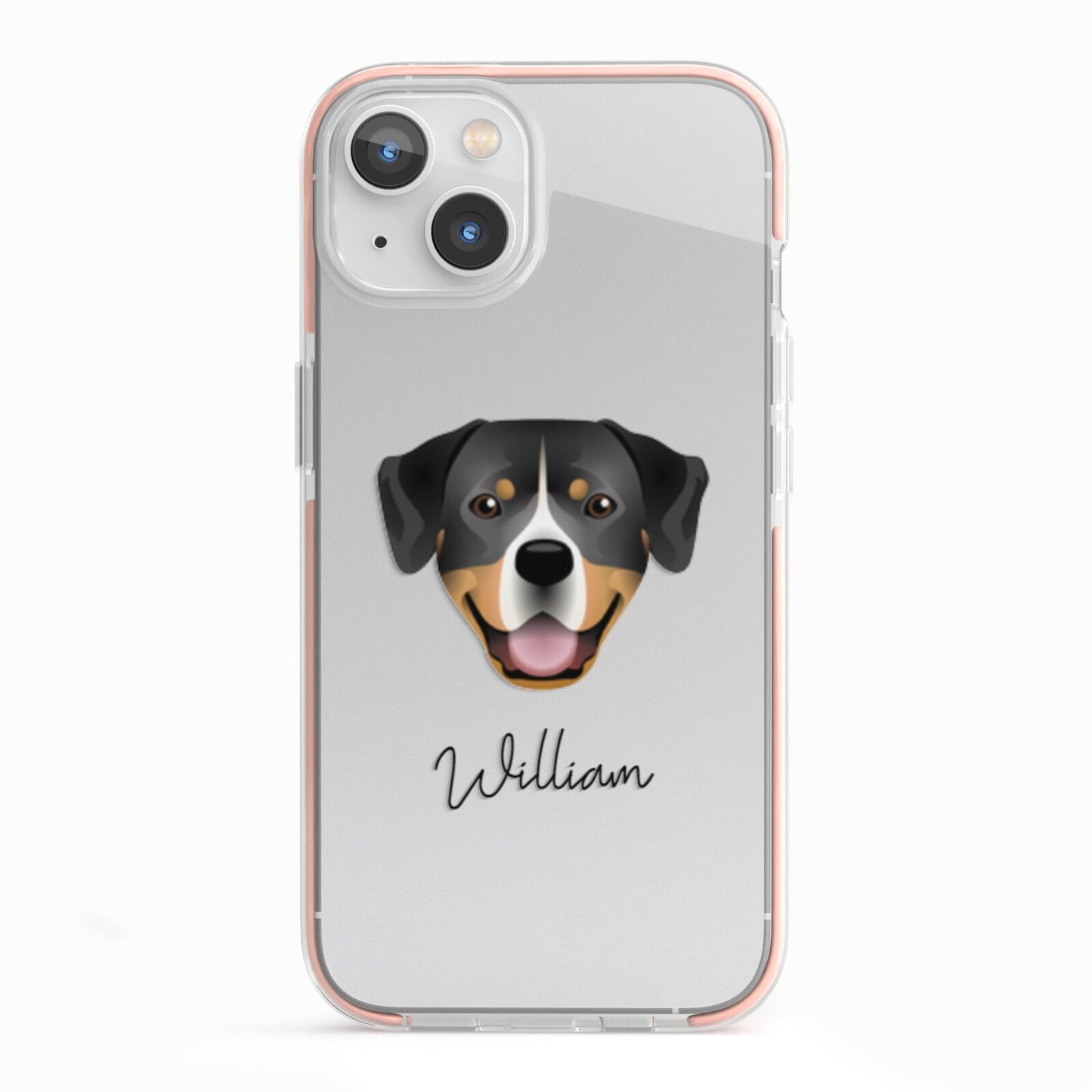 Entlebucher Mountain Dog Personalised iPhone 13 TPU Impact Case with Pink Edges