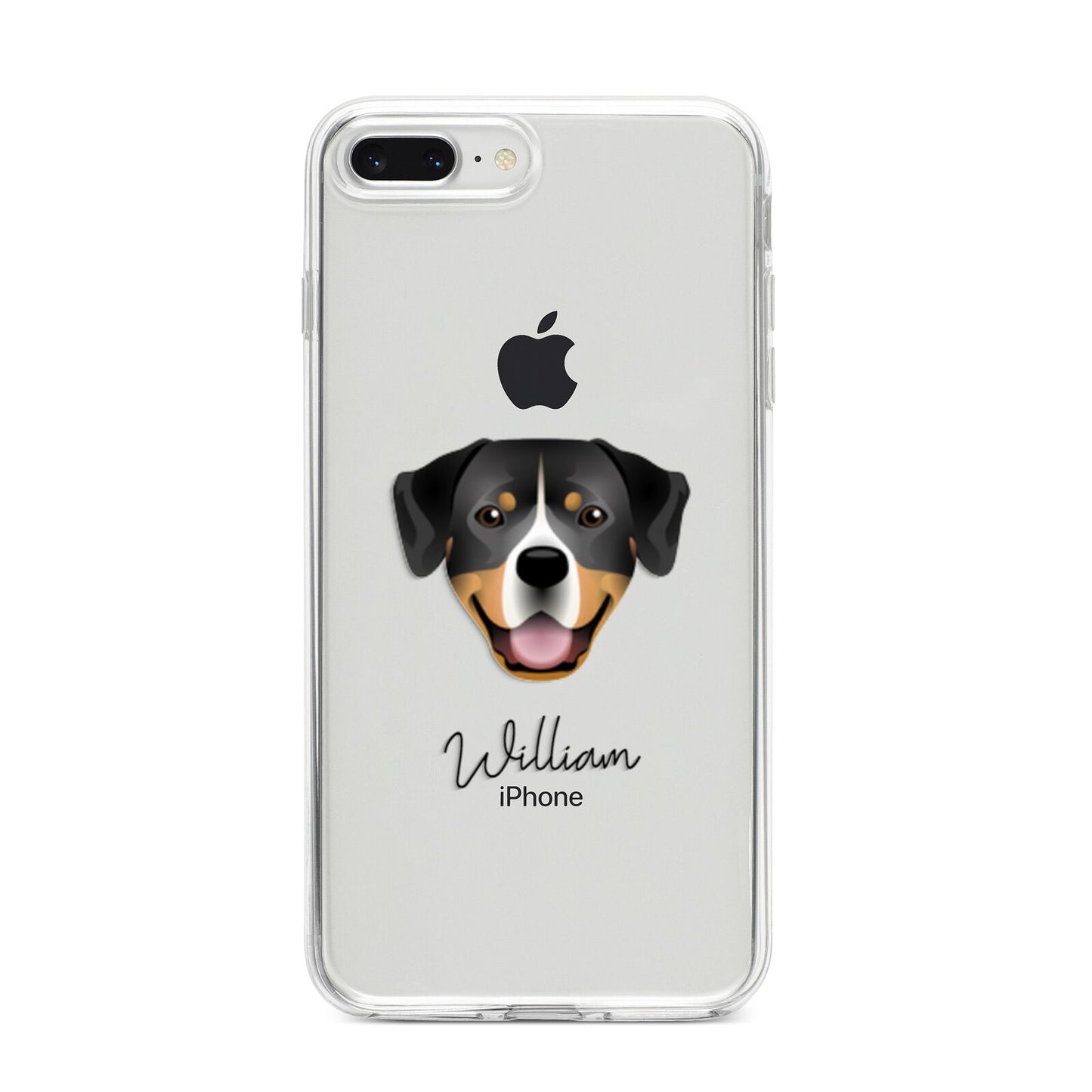 Entlebucher Mountain Dog Personalised iPhone 8 Plus Bumper Case on Silver iPhone