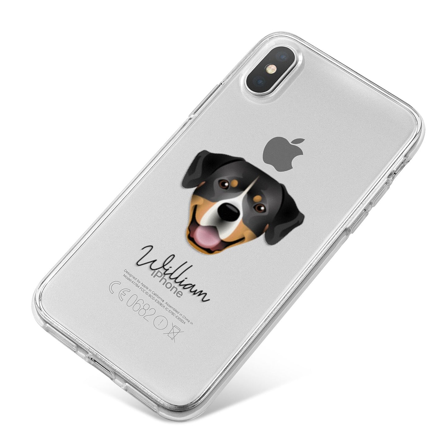 Entlebucher Mountain Dog Personalised iPhone X Bumper Case on Silver iPhone