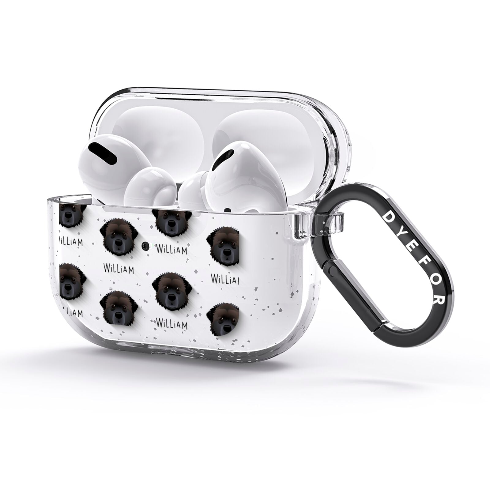 Estrela Mountain Dog Icon with Name AirPods Glitter Case 3rd Gen Side Image
