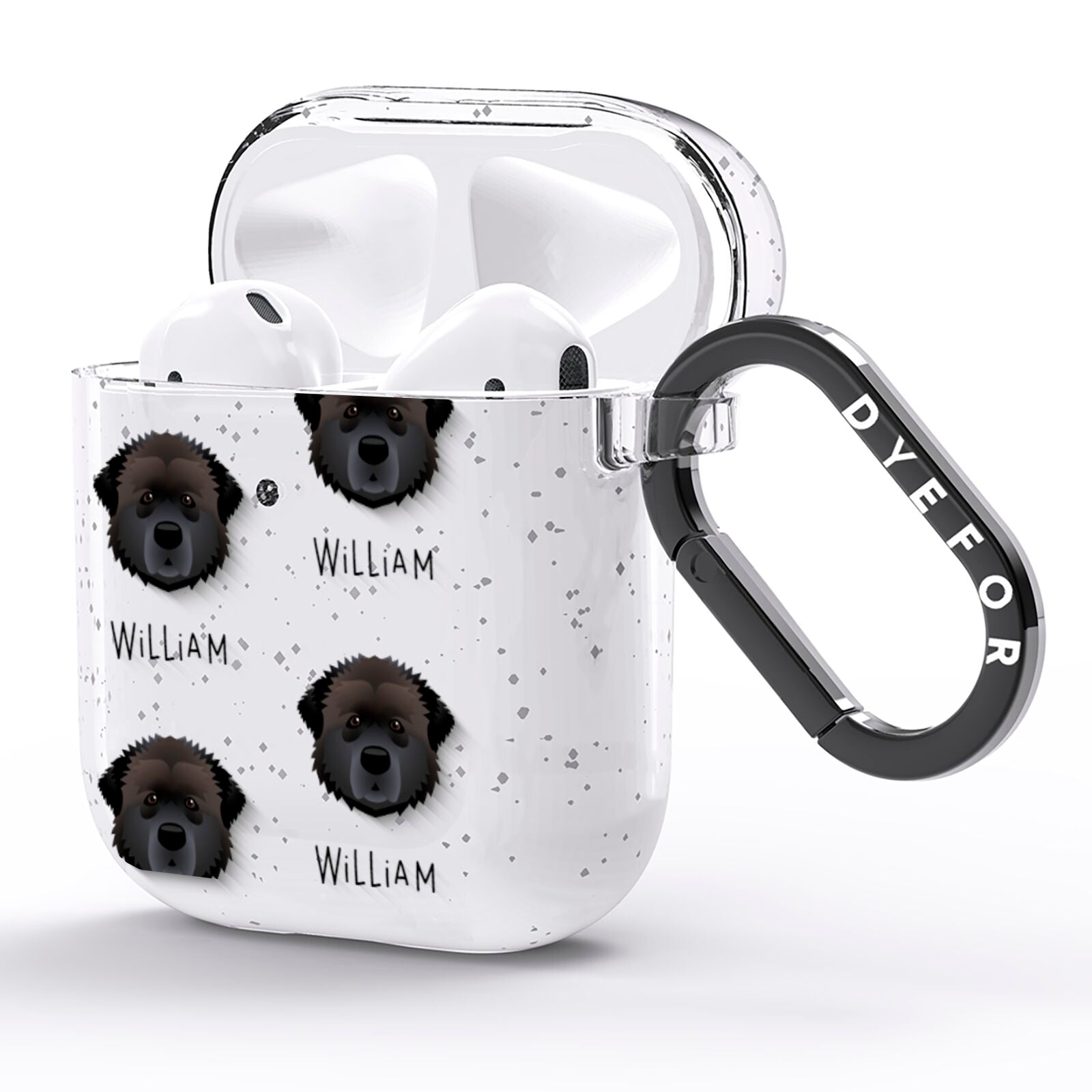 Estrela Mountain Dog Icon with Name AirPods Glitter Case Side Image